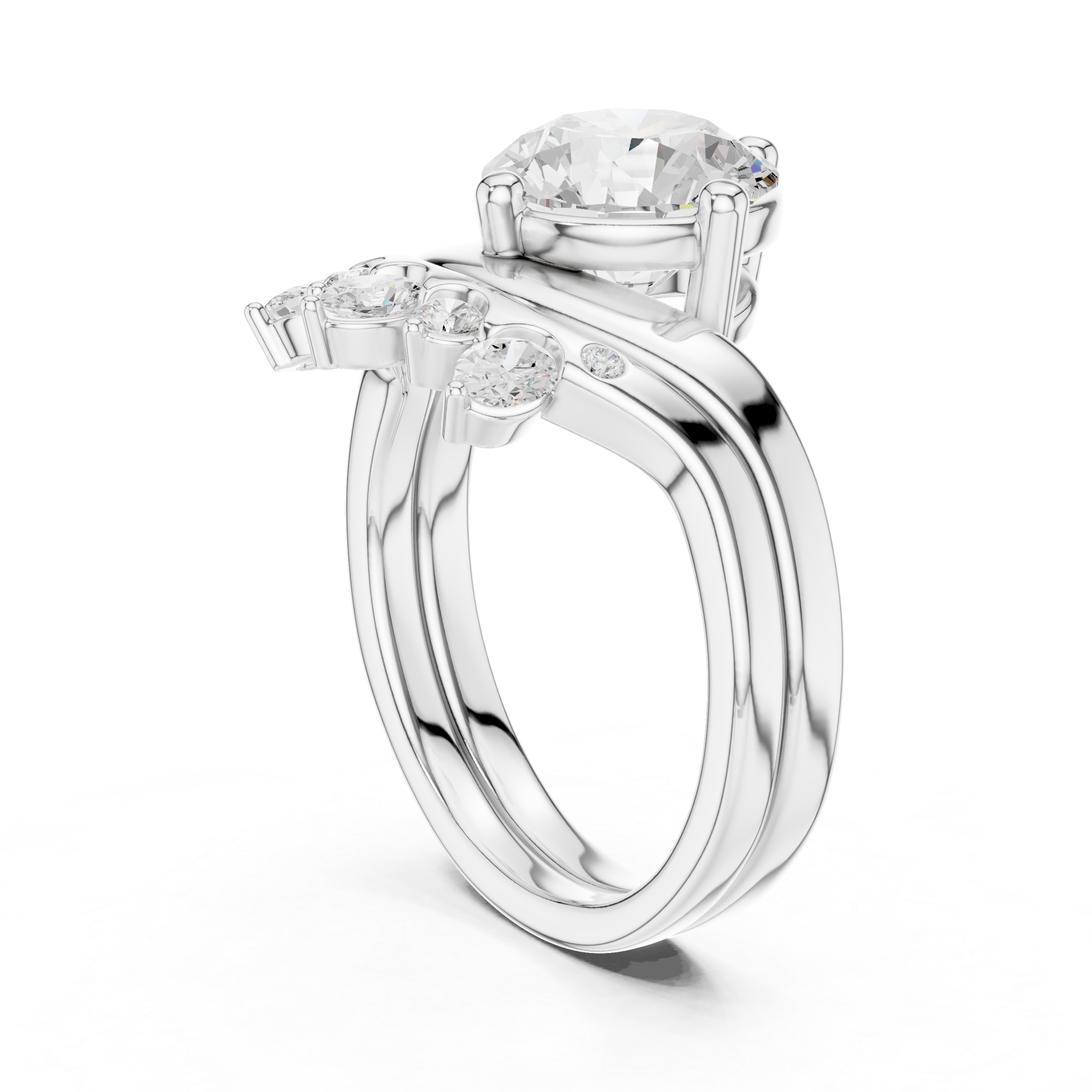 2.83 CT Round Cut Crown Cluster Diamond Engagement Ring