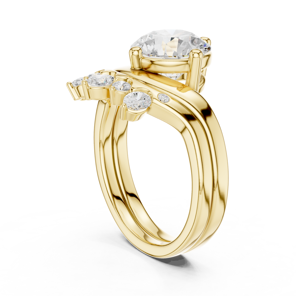 2.83 CT Round Cut Crown Cluster Diamond Engagement Ring
