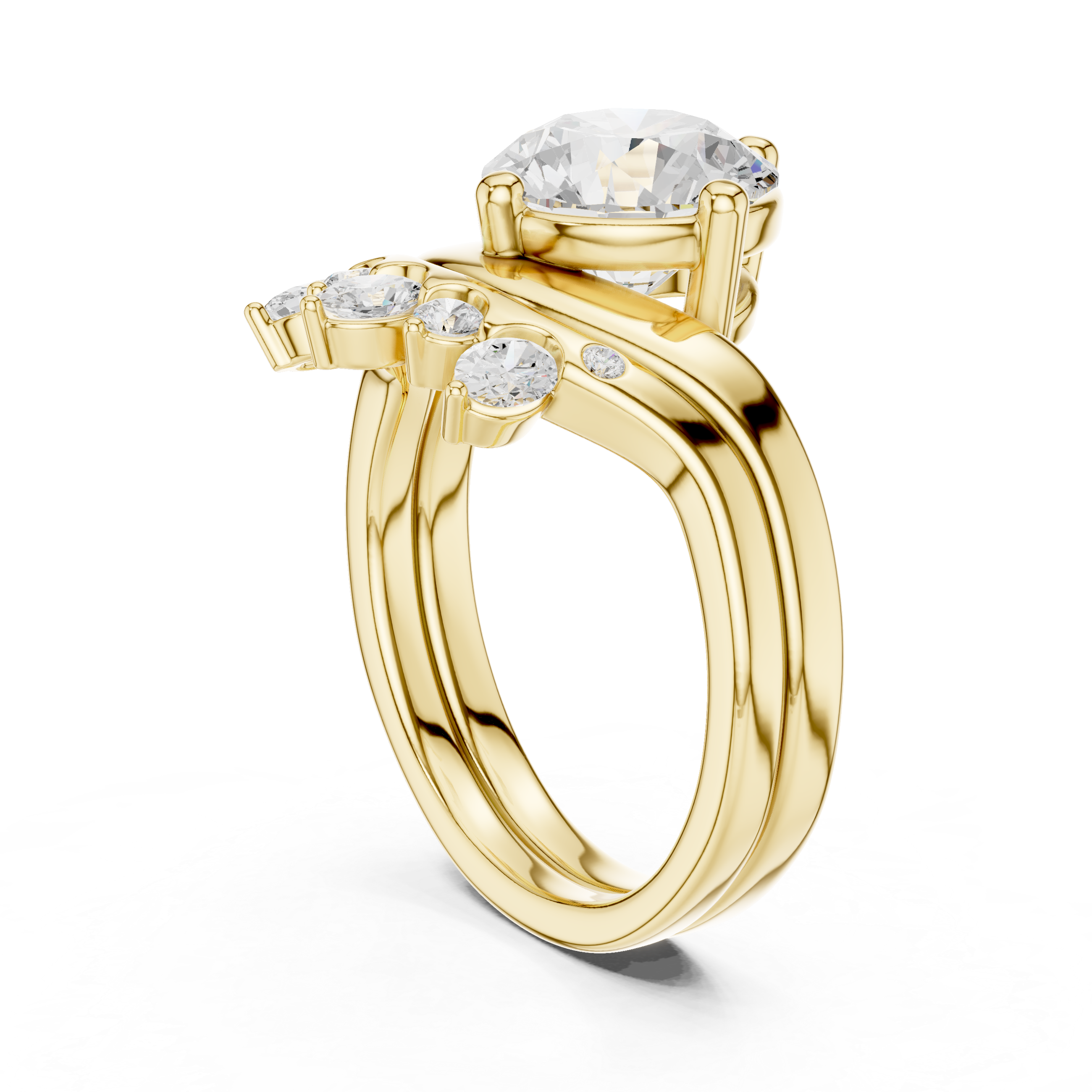 2.83 CT Round Cut Crown Cluster Diamond Engagement Ring