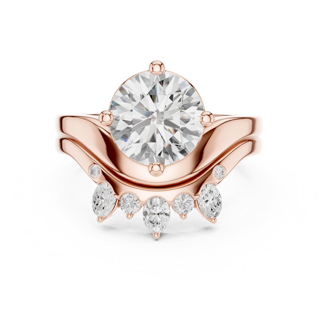 2.83 CT Round Cut Crown Cluster Diamond Engagement Ring