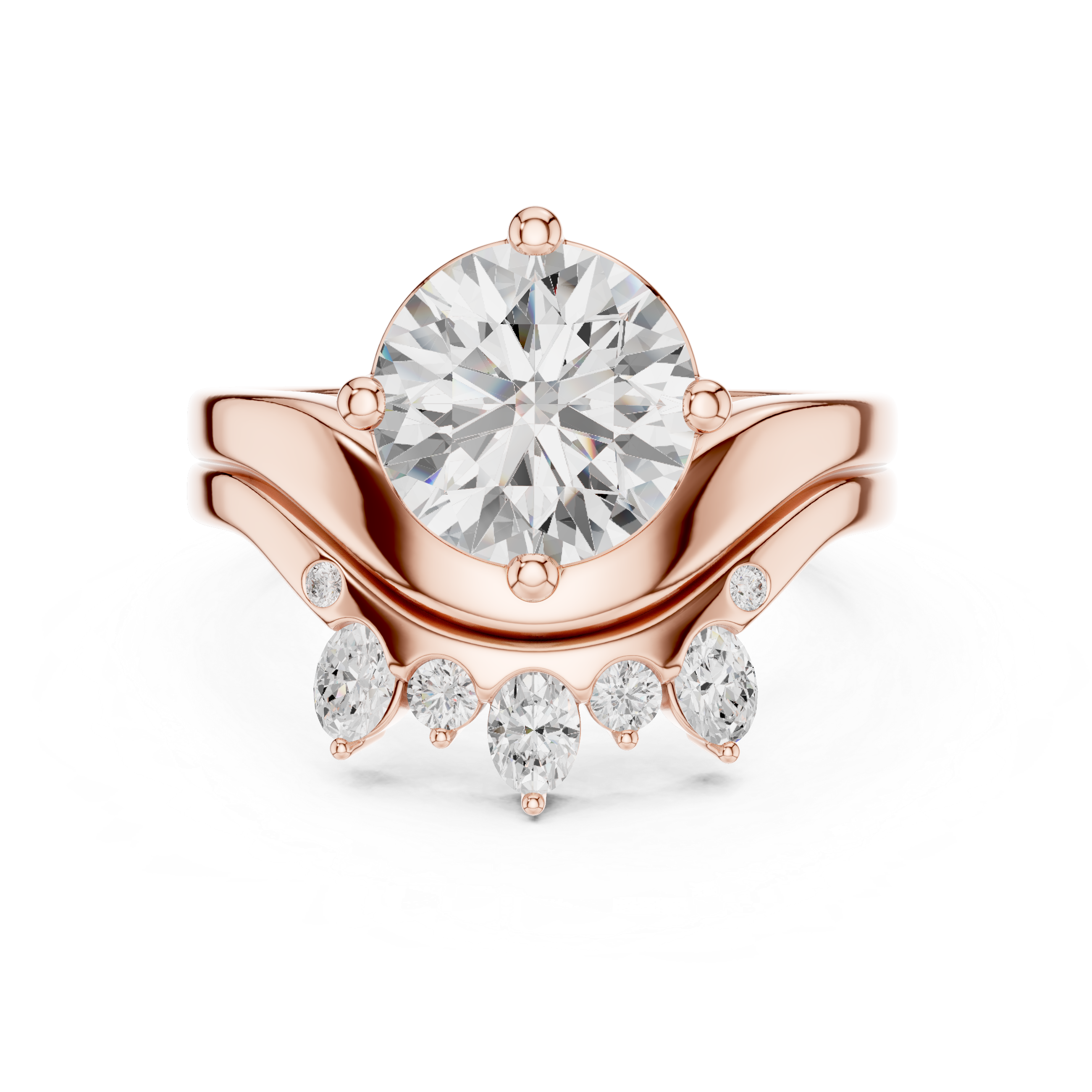 2.83 CT Round Cut Crown Cluster Diamond Engagement Ring