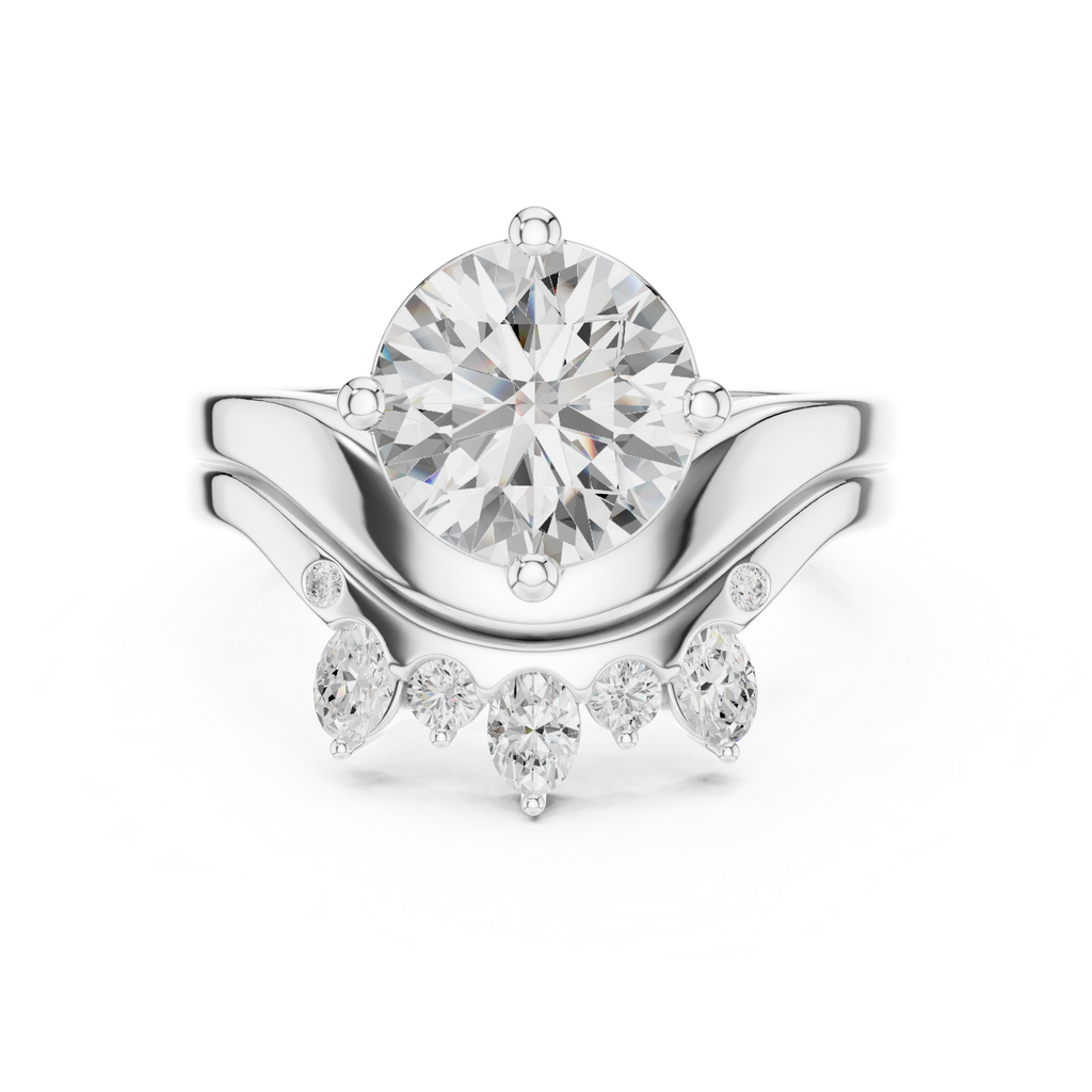 2.83 CT Round Cut Crown Cluster Diamond Engagement Ring