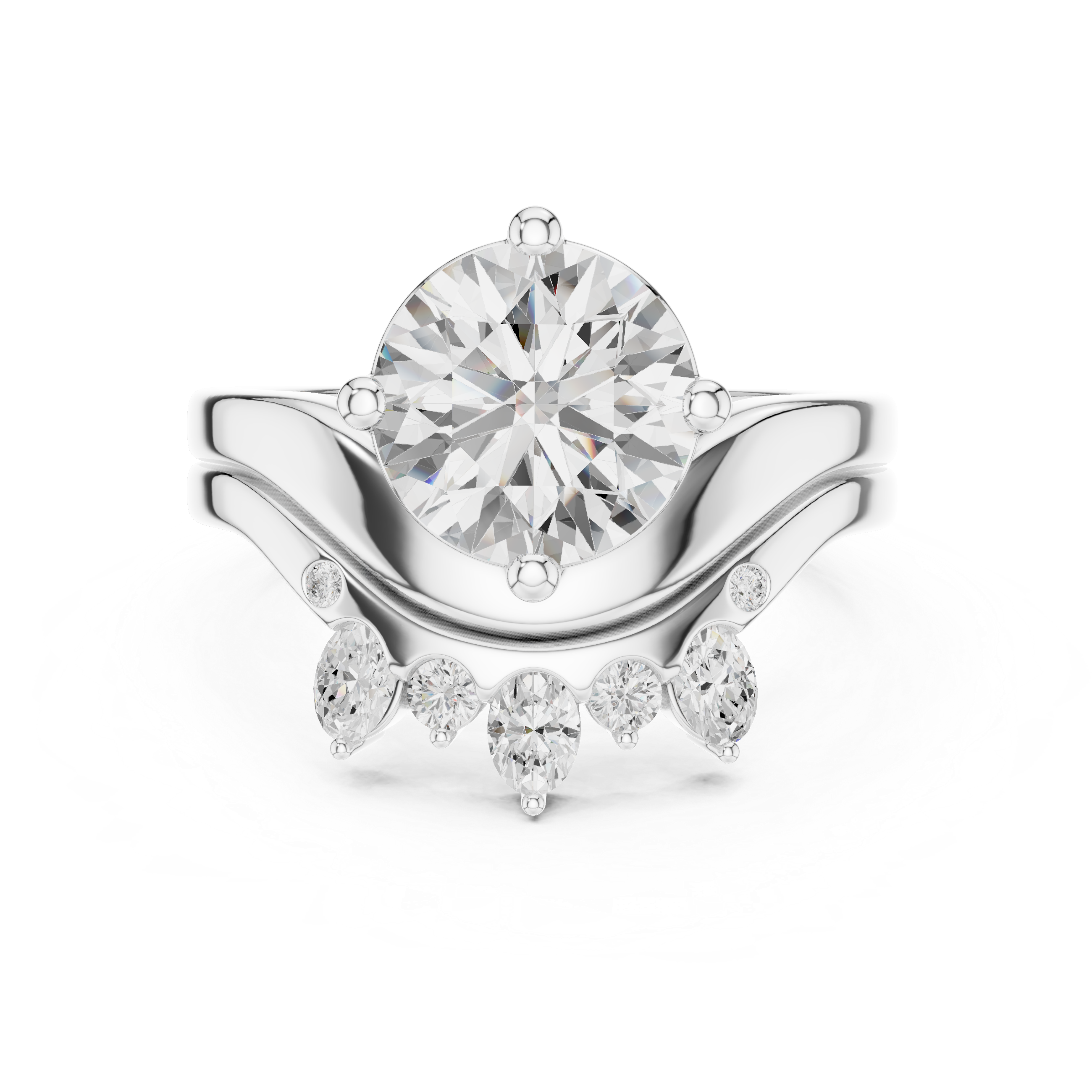 2.83 CT Round Cut Crown Cluster Diamond Engagement Ring
