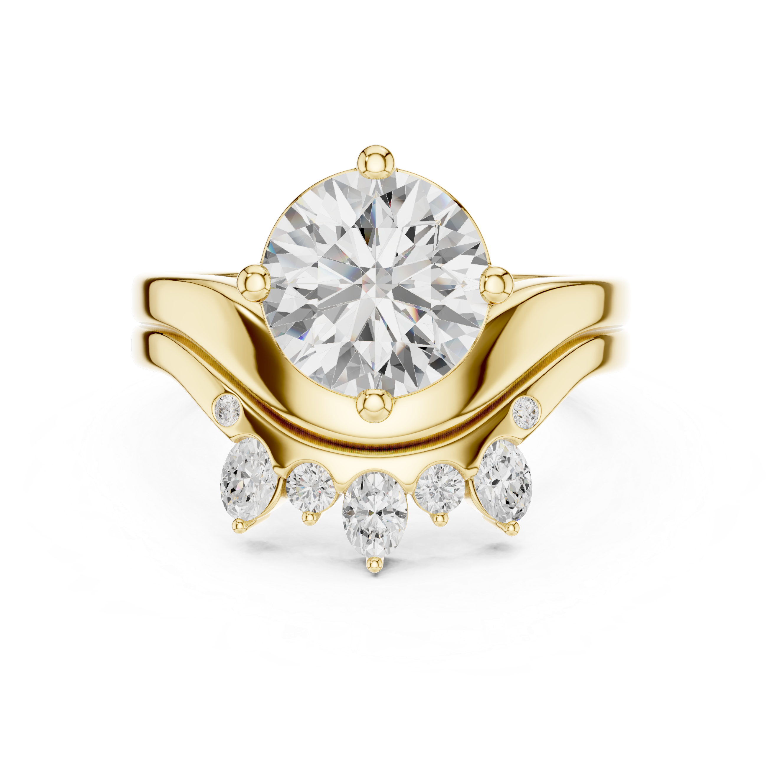 2.83 CT Round Cut Crown Cluster Diamond Engagement Ring