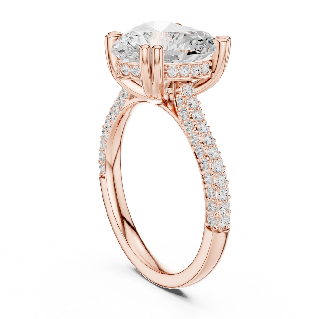 Heart Cut Hidden Halo Diamond Engagement Ring