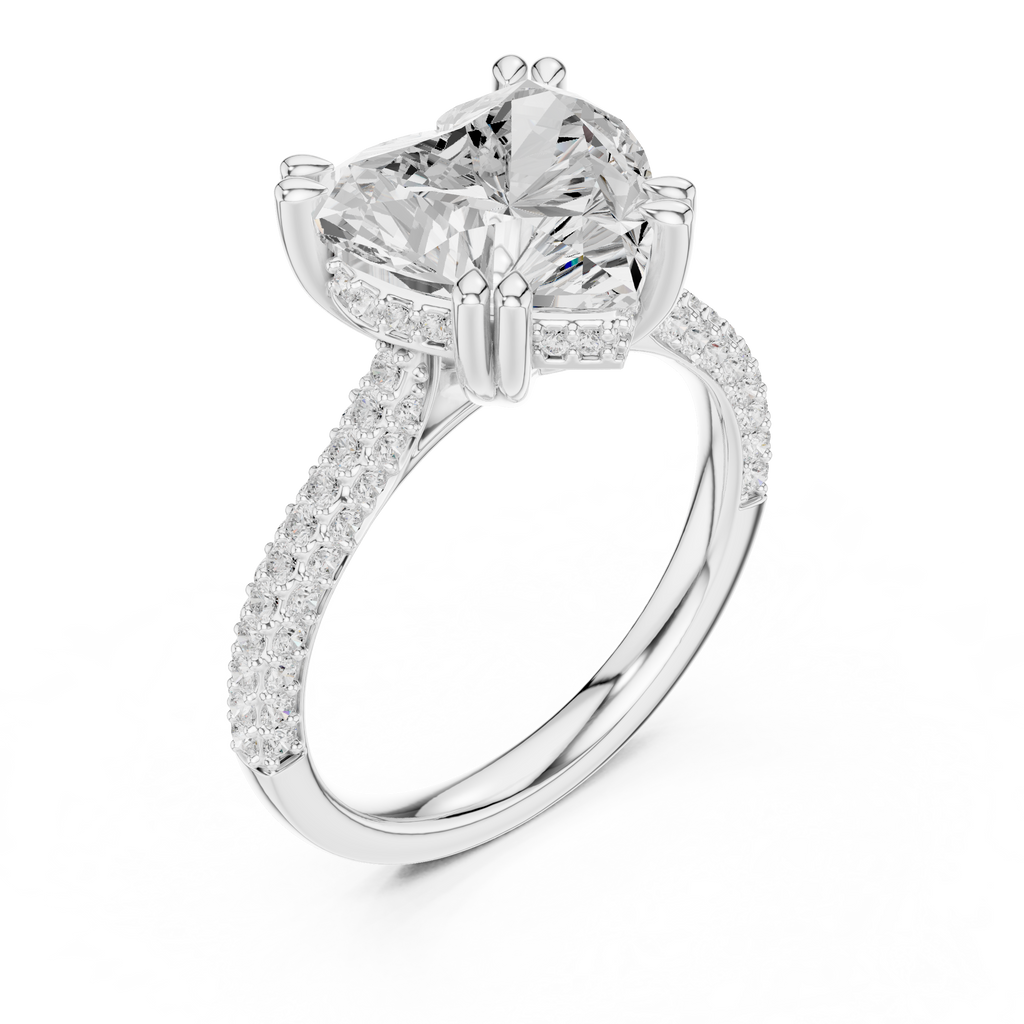 Heart Cut Hidden Halo Diamond Engagement Ring