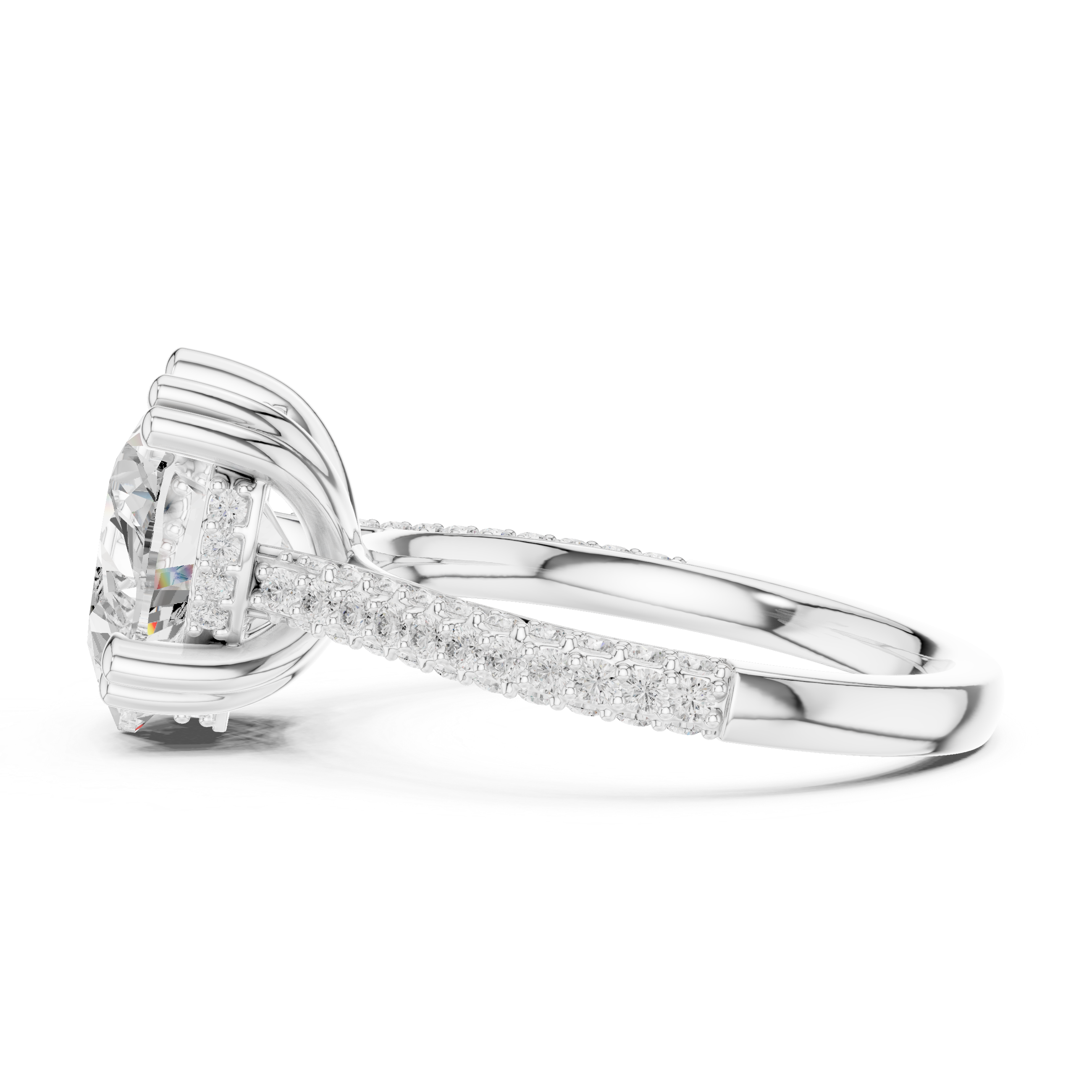 Heart Cut Hidden Halo Diamond Engagement Ring