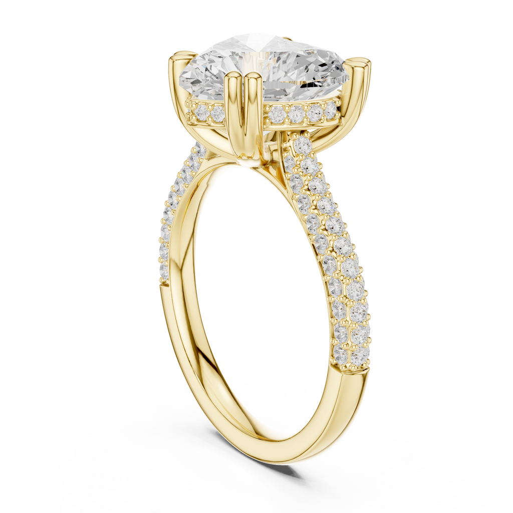 Heart Cut Hidden Halo Diamond Engagement Ring