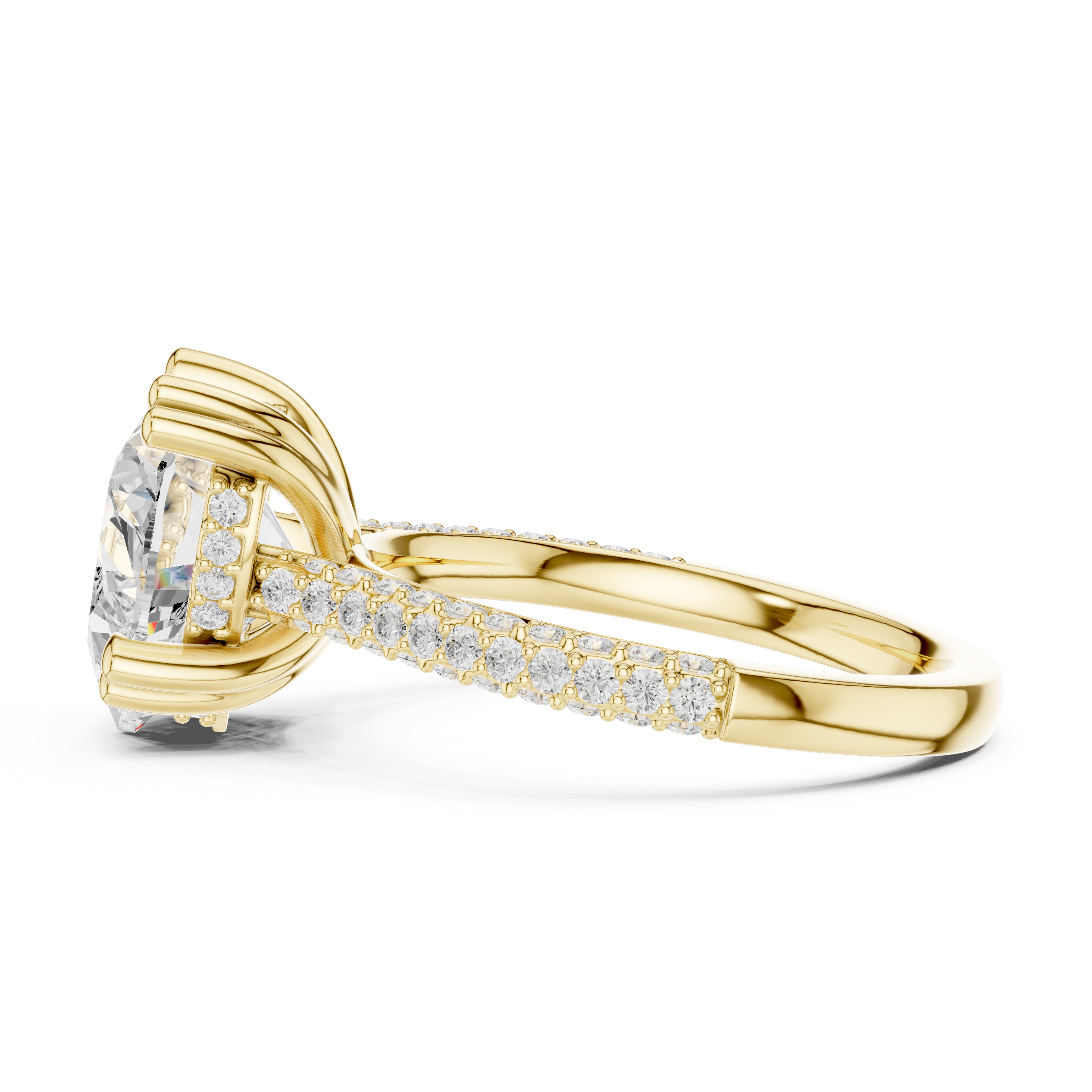 Heart Cut Hidden Halo Diamond Engagement Ring