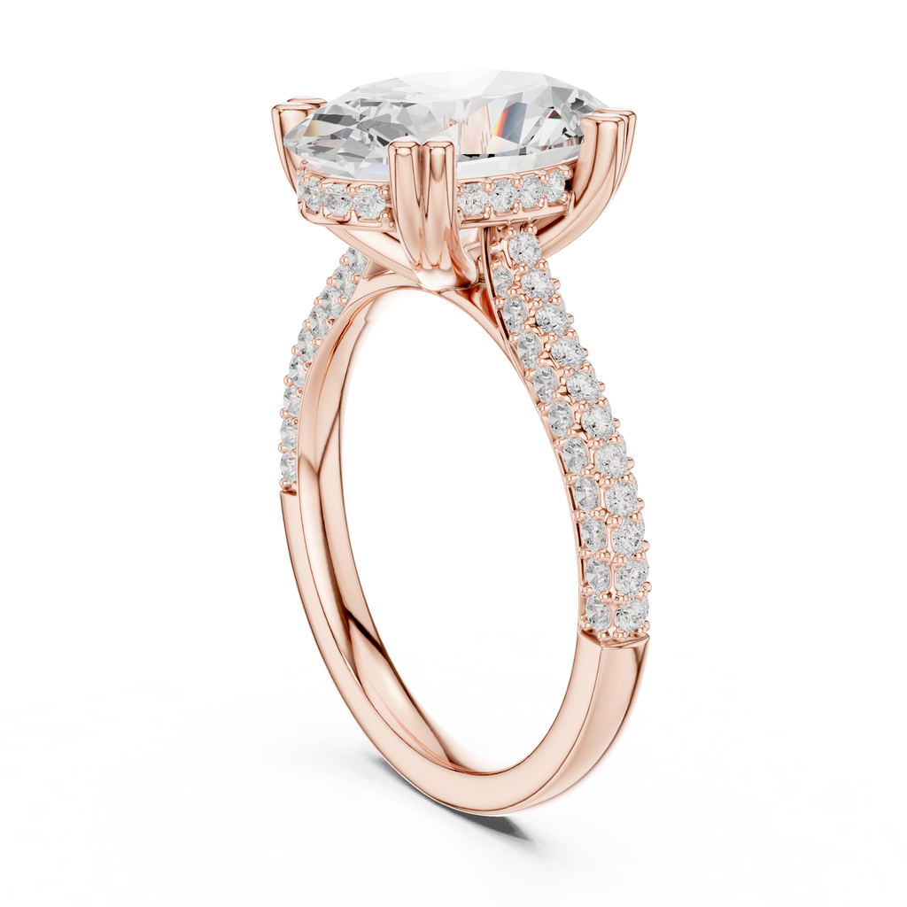 Oval Cut Hidden Halo Diamond Engagement Ring