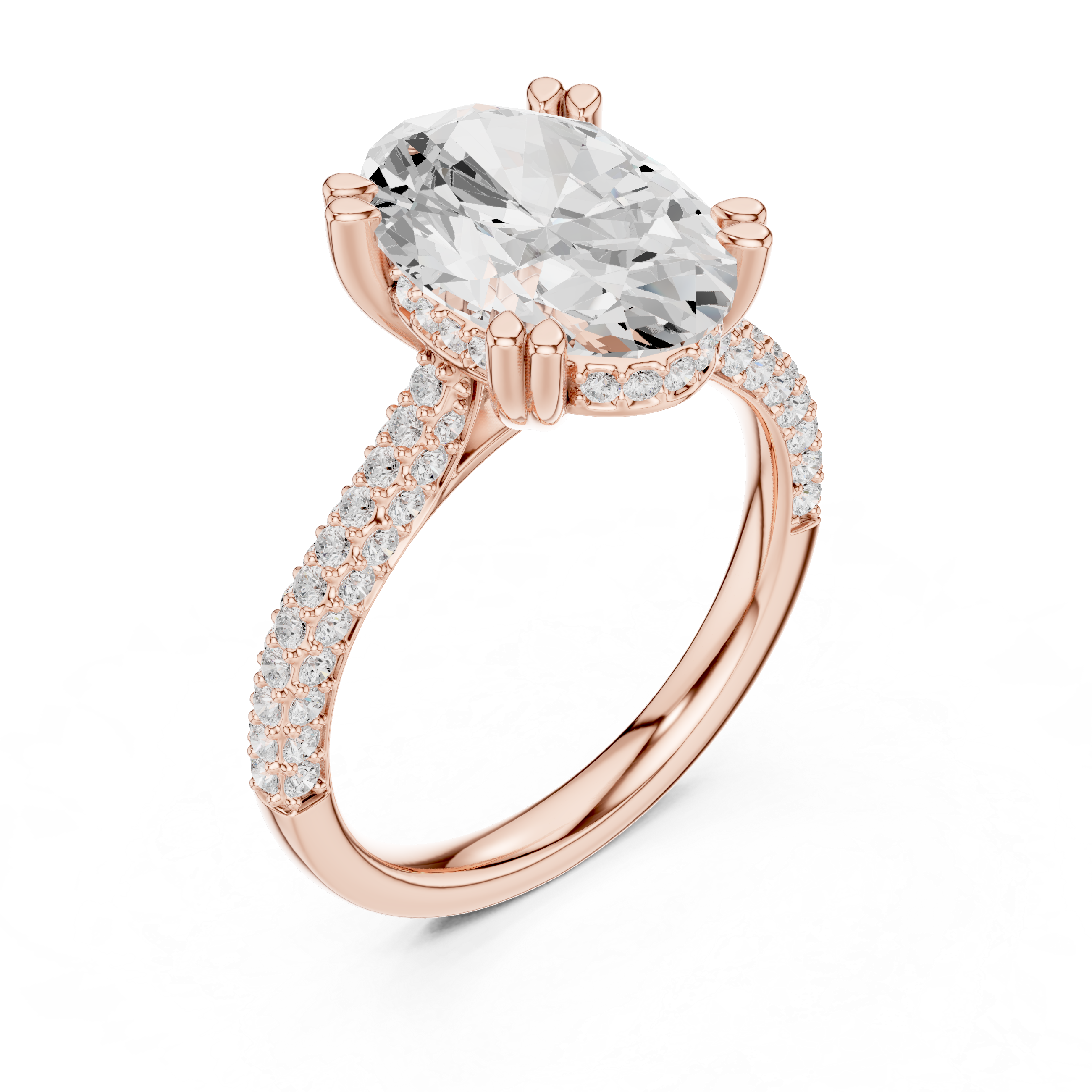 Oval Cut Hidden Halo Diamond Engagement Ring