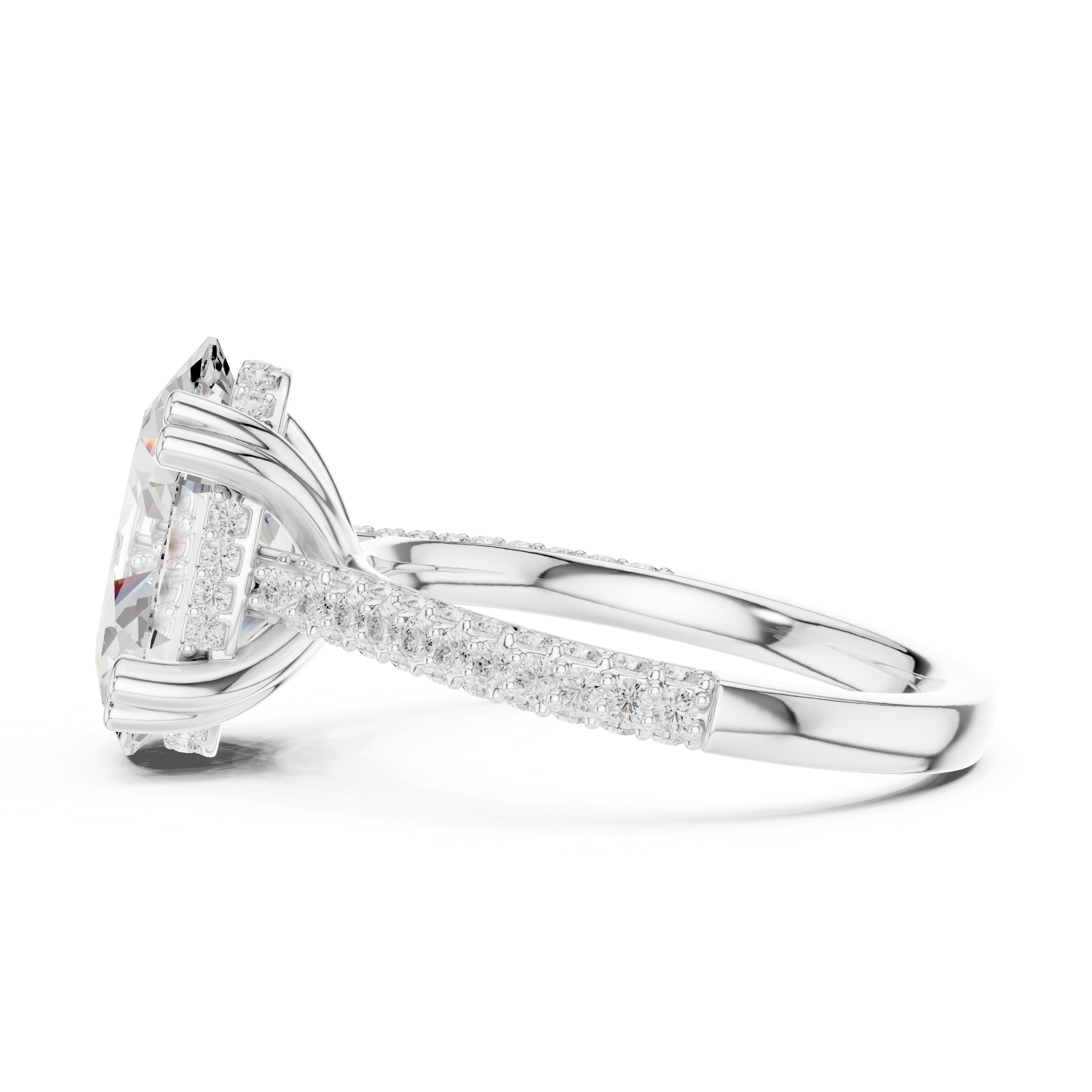Oval Cut Hidden Halo Diamond Engagement Ring