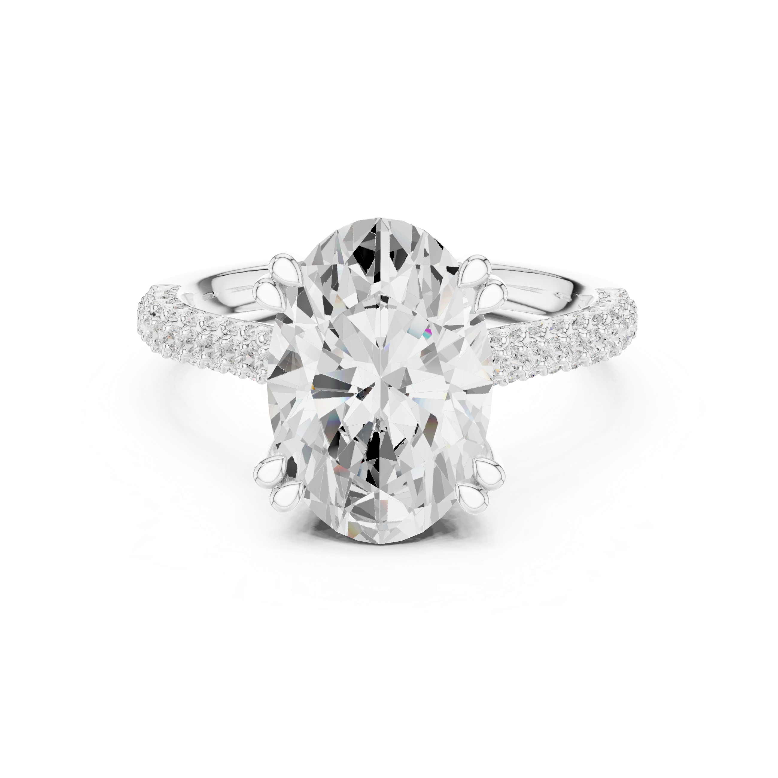 Oval Cut Hidden Halo Diamond Engagement Ring