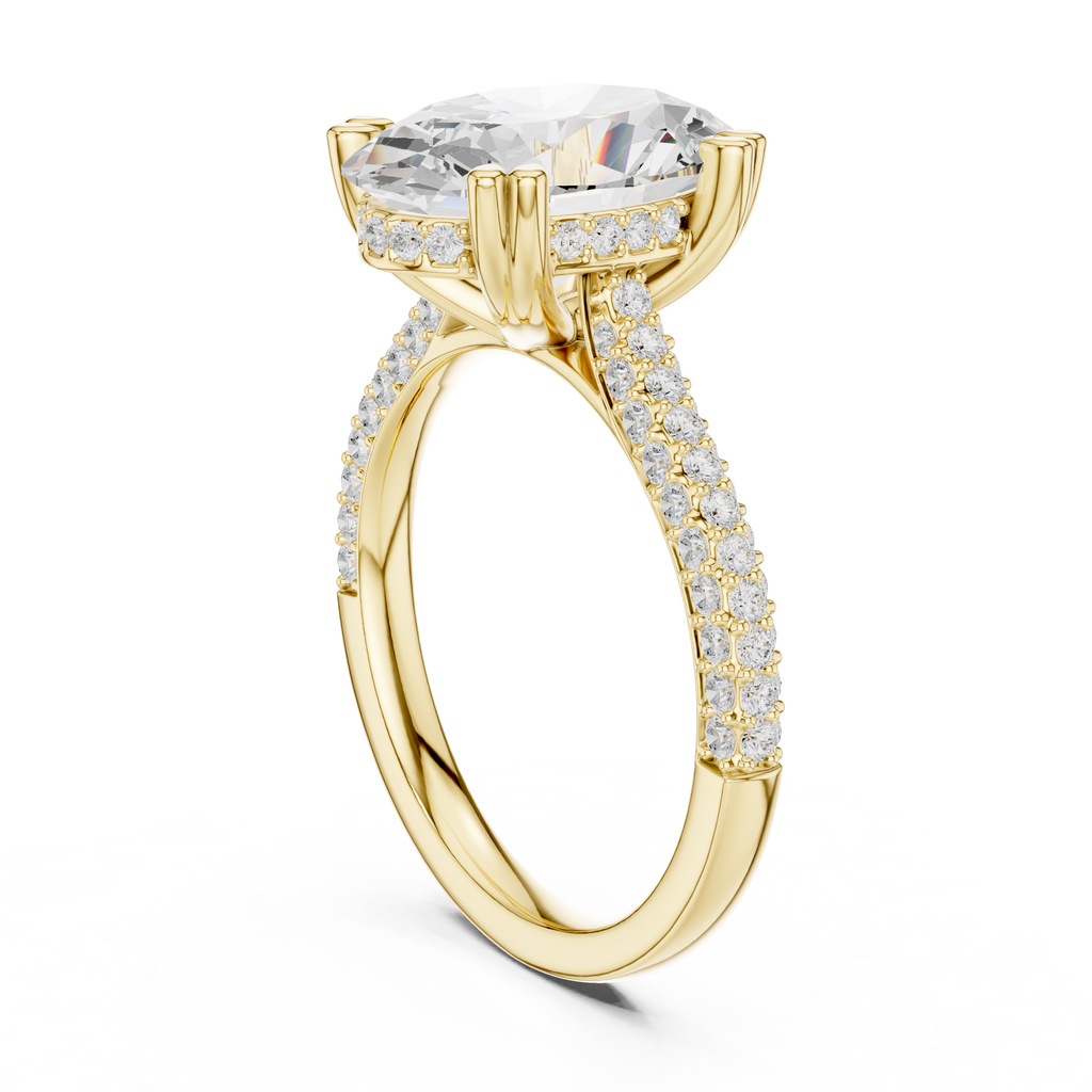 Oval Cut Hidden Halo Diamond Engagement Ring