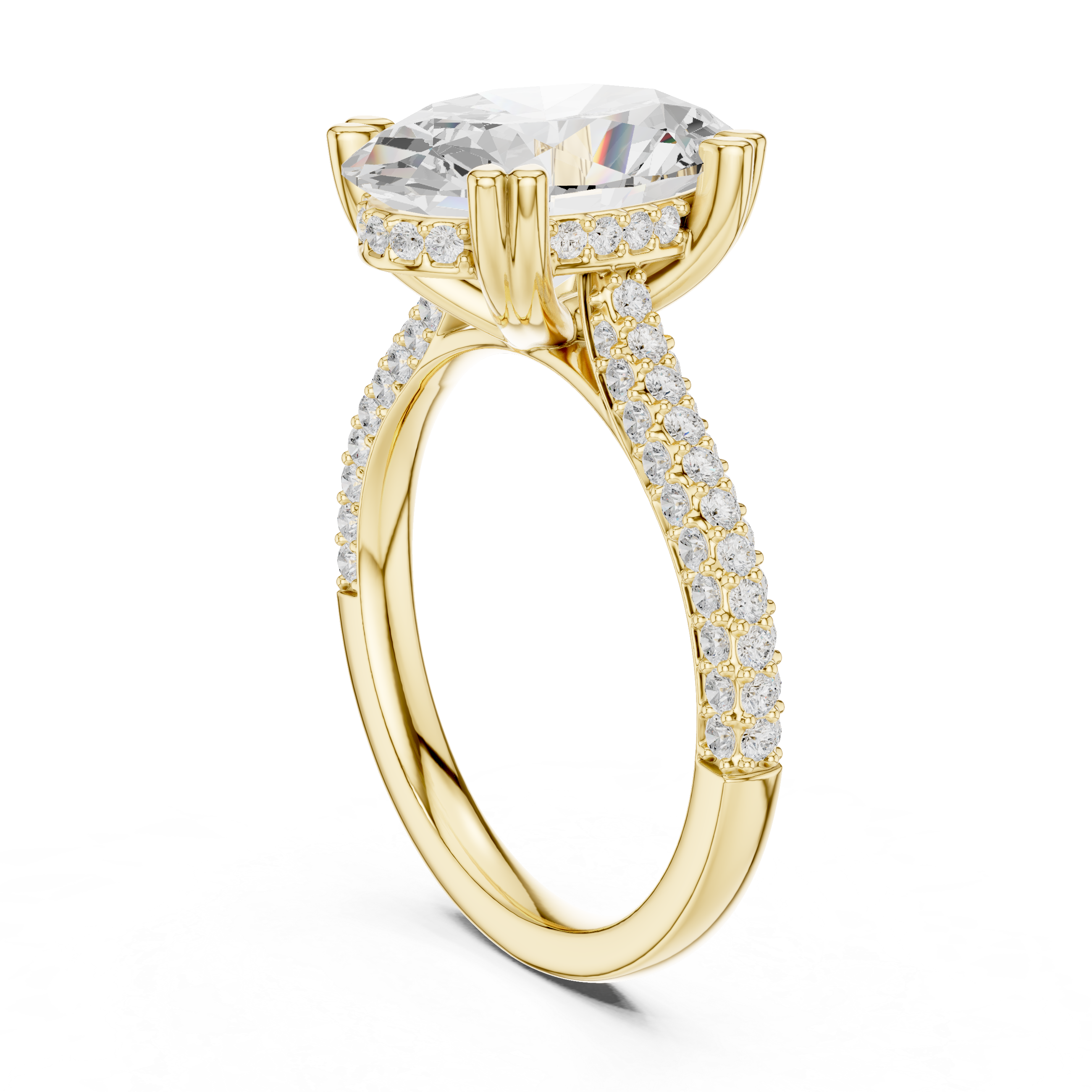 Oval Cut Hidden Halo Diamond Engagement Ring