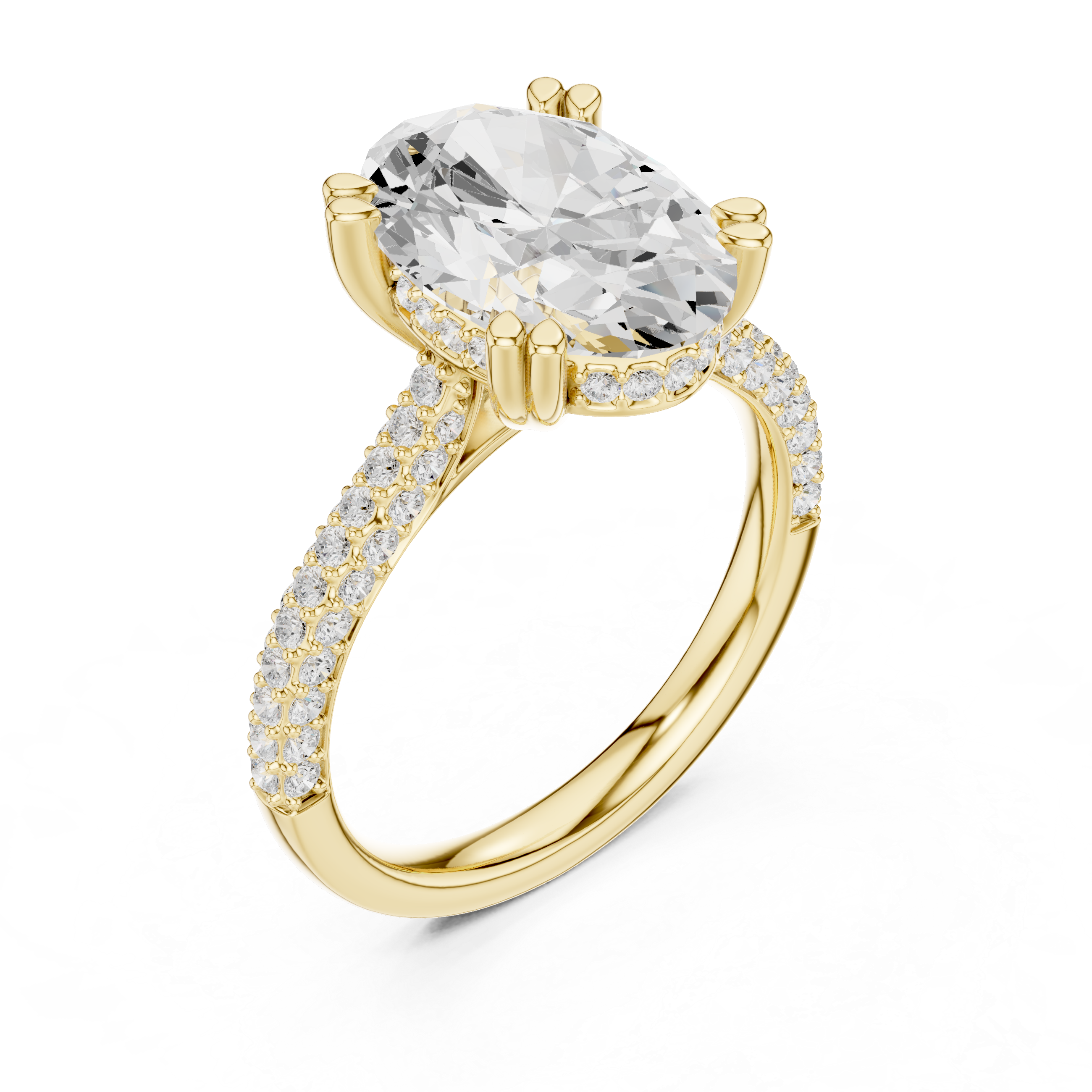 Oval Cut Hidden Halo Diamond Engagement Ring
