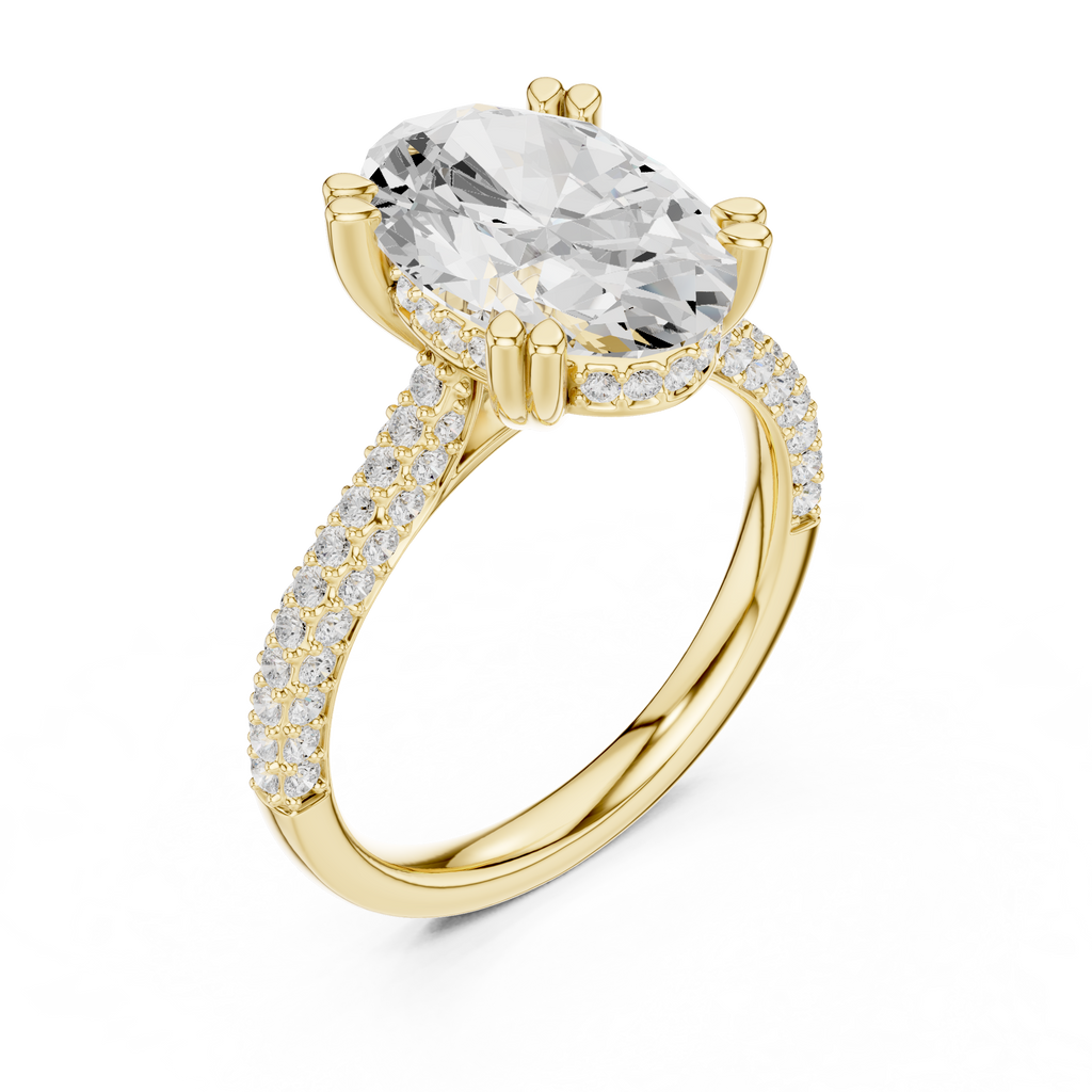 Oval Cut Hidden Halo Diamond Engagement Ring
