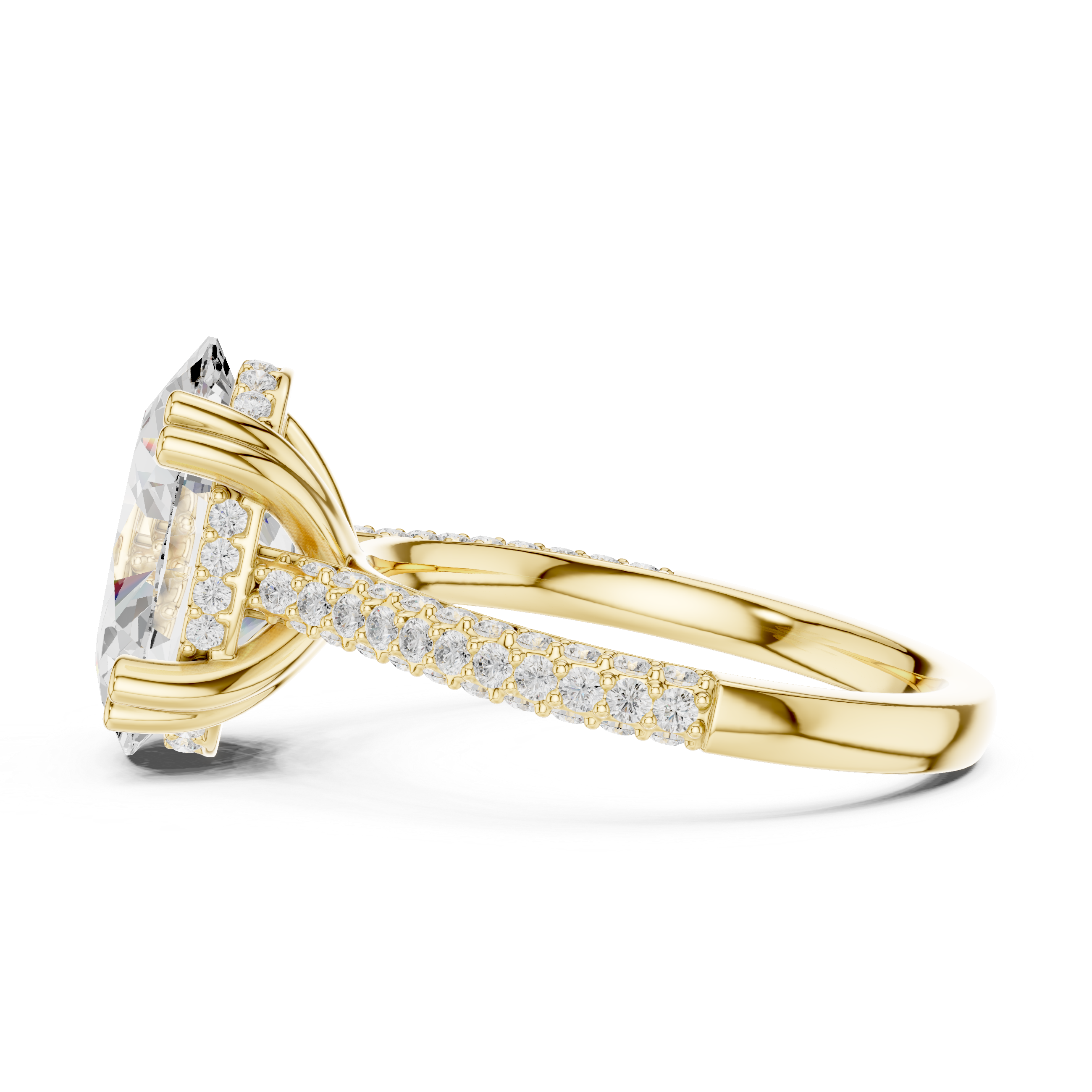Oval Cut Hidden Halo Diamond Engagement Ring