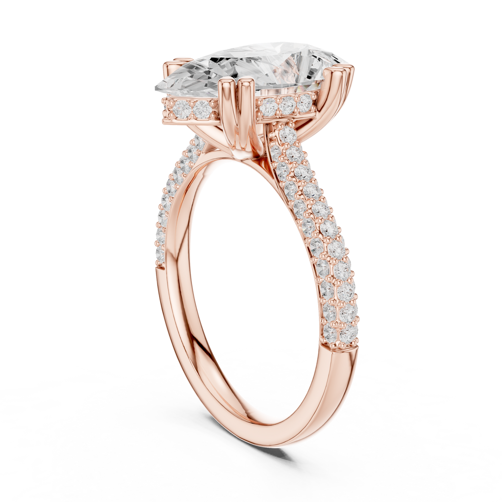 Pear Cut Hidden Halo Diamond Engagement Ring