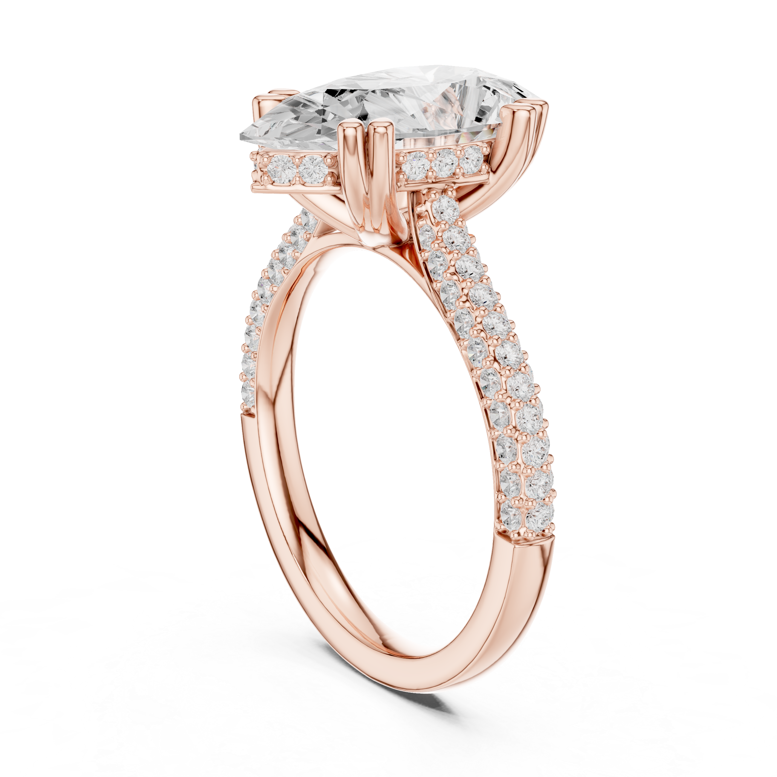 Pear Cut Hidden Halo Diamond Engagement Ring