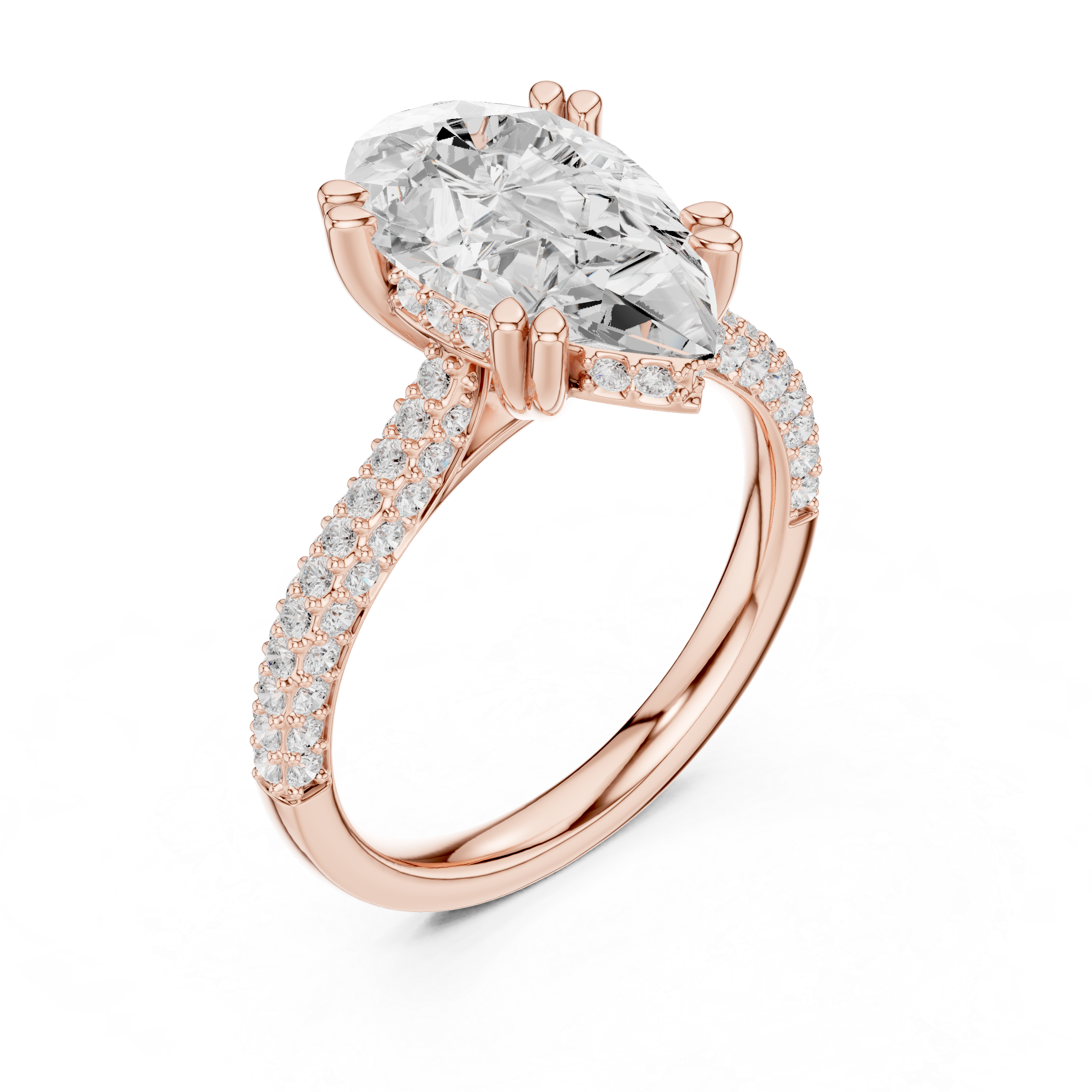 Pear Cut Hidden Halo Diamond Engagement Ring