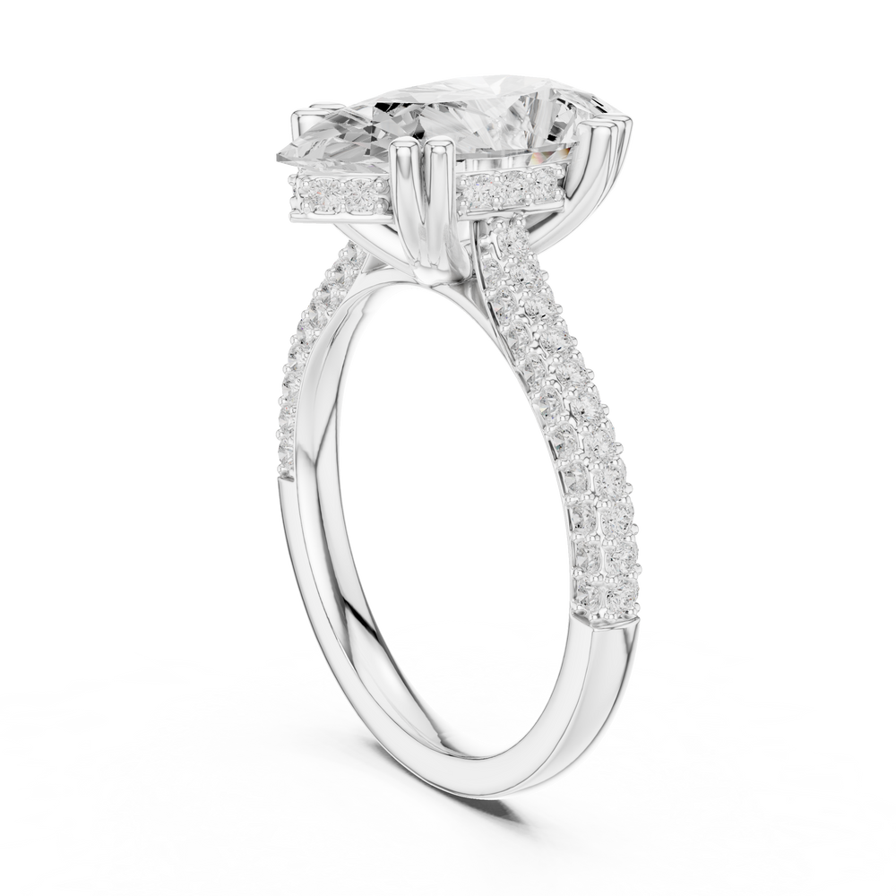 Pear Cut Hidden Halo Diamond Engagement Ring
