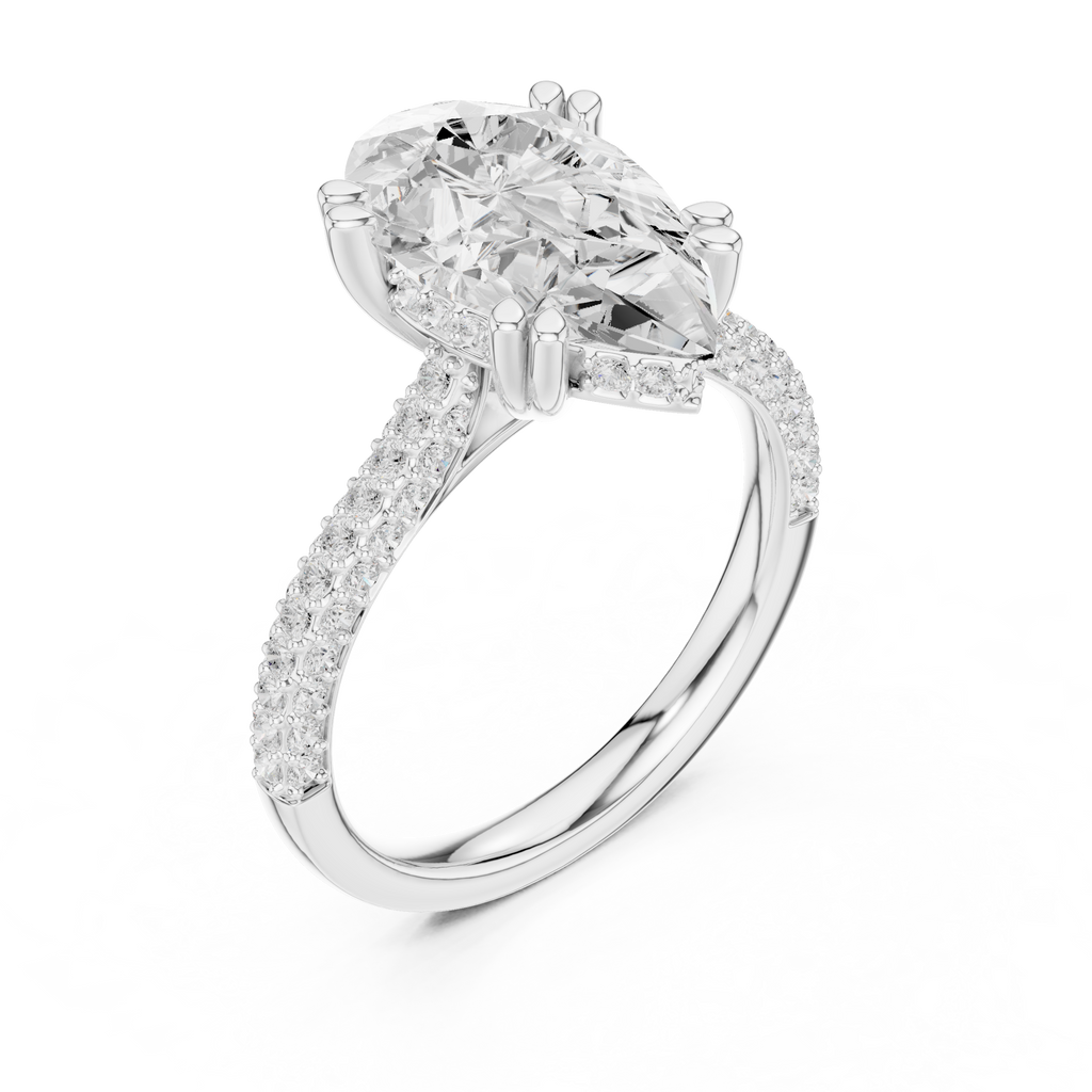 Pear Cut Hidden Halo Diamond Engagement Ring