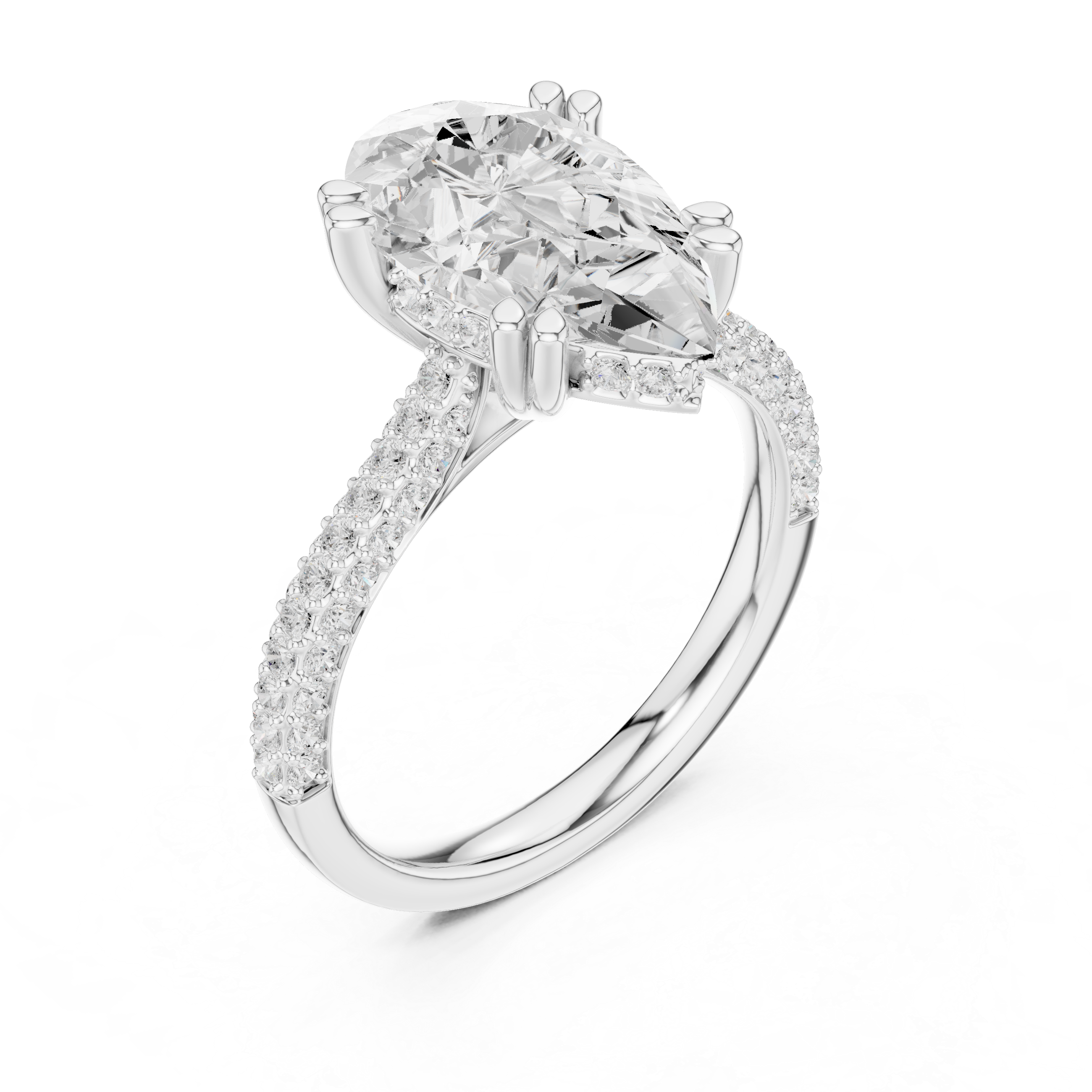 Pear Cut Hidden Halo Diamond Engagement Ring