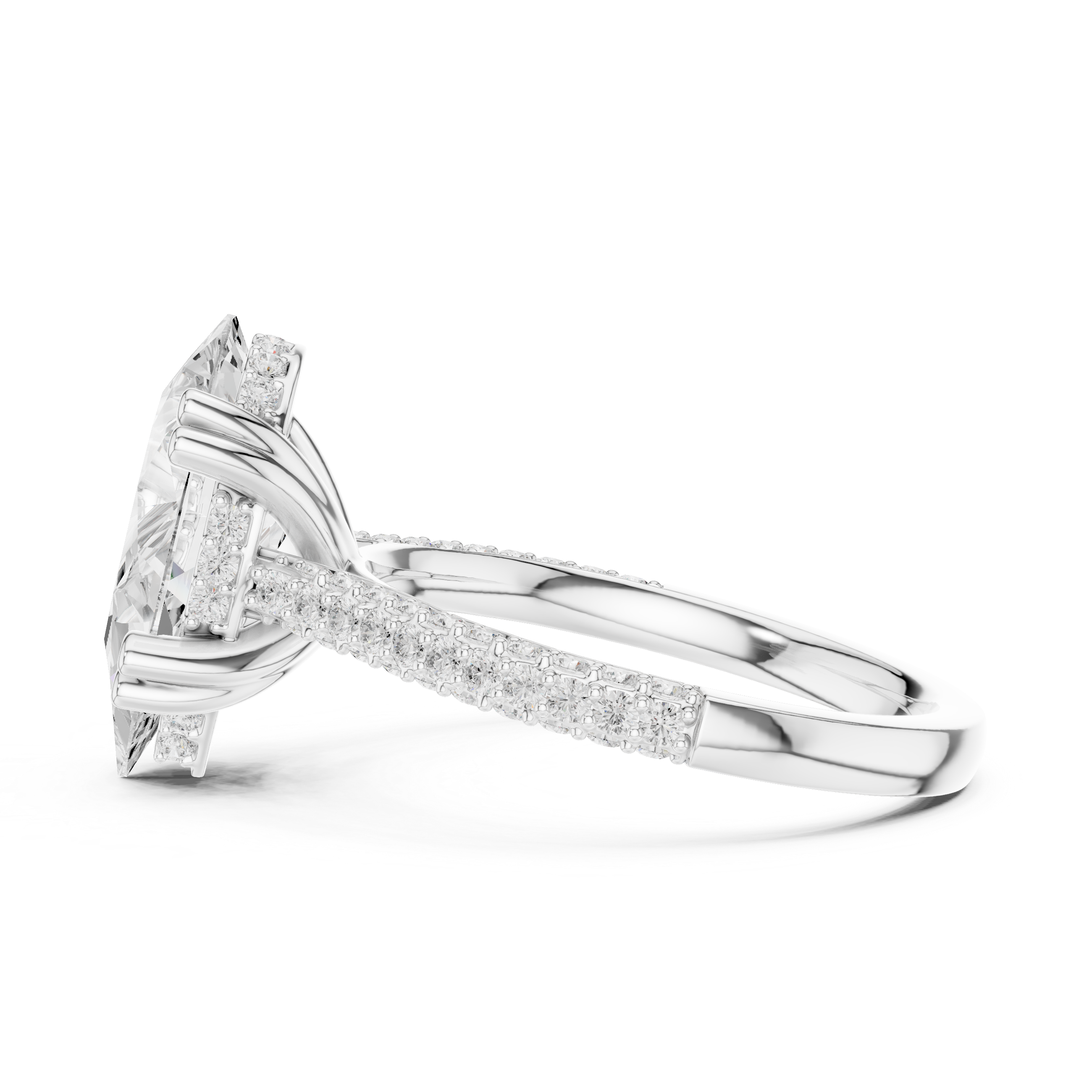 Pear Cut Hidden Halo Diamond Engagement Ring