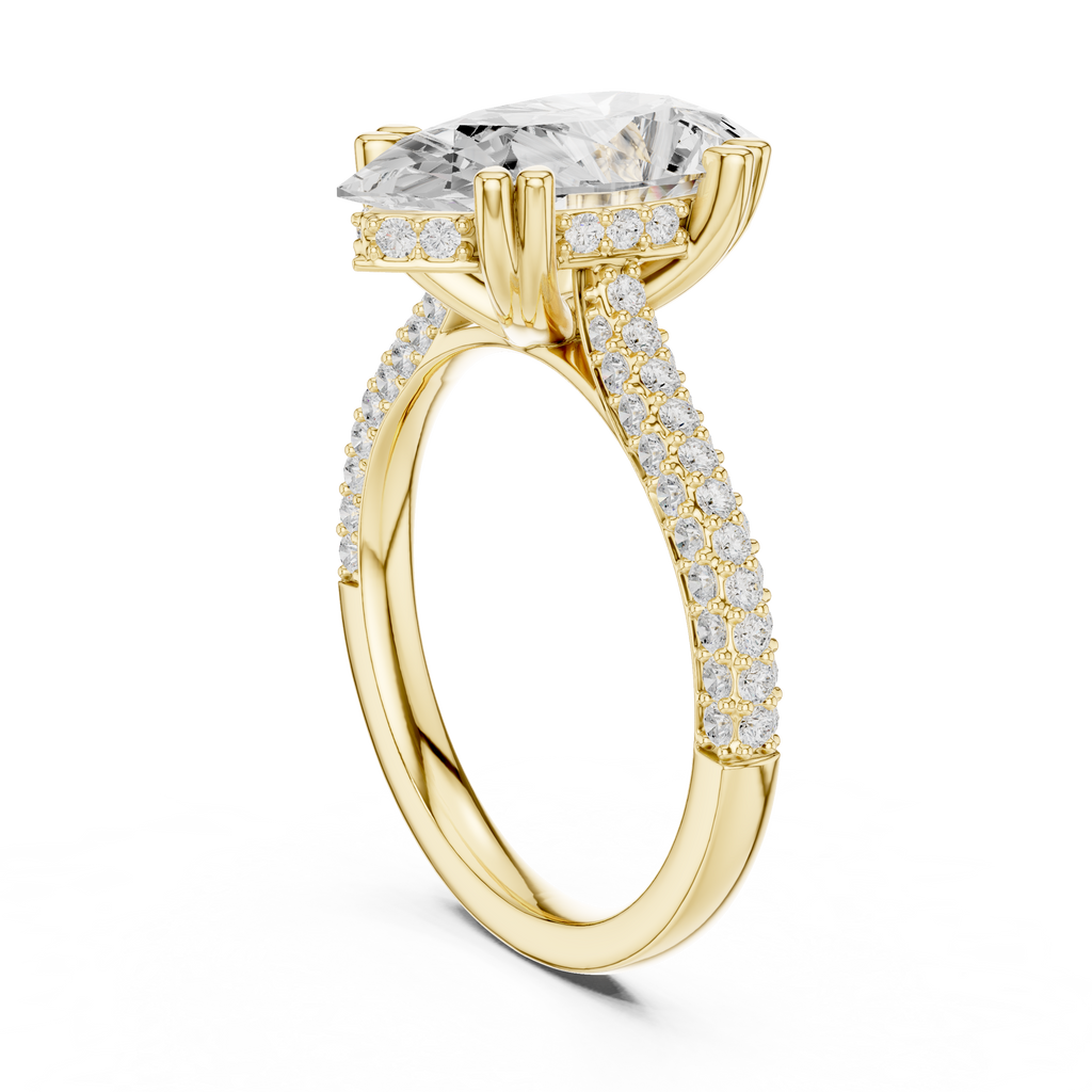 Pear Cut Hidden Halo Diamond Engagement Ring