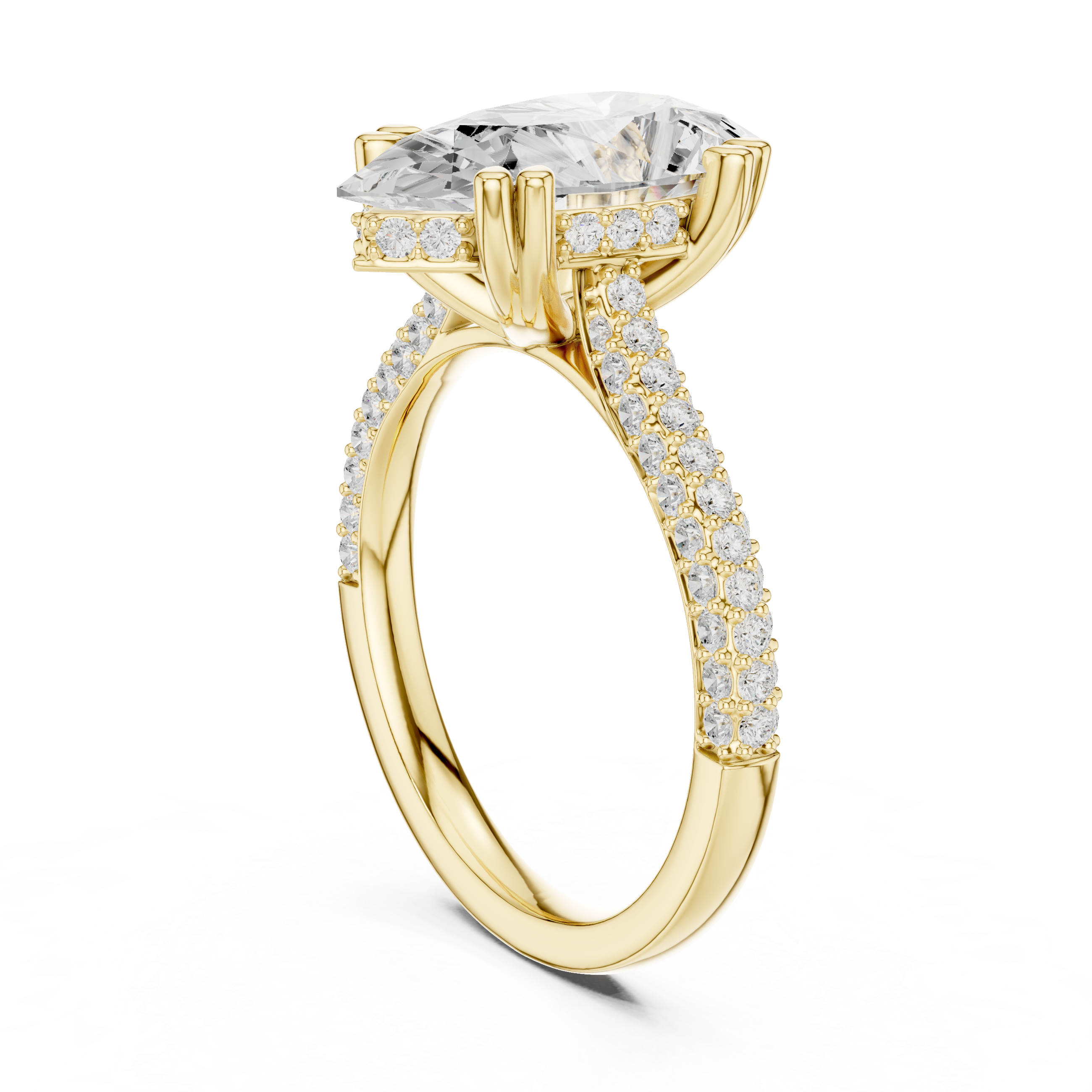 Pear Cut Hidden Halo Diamond Engagement Ring