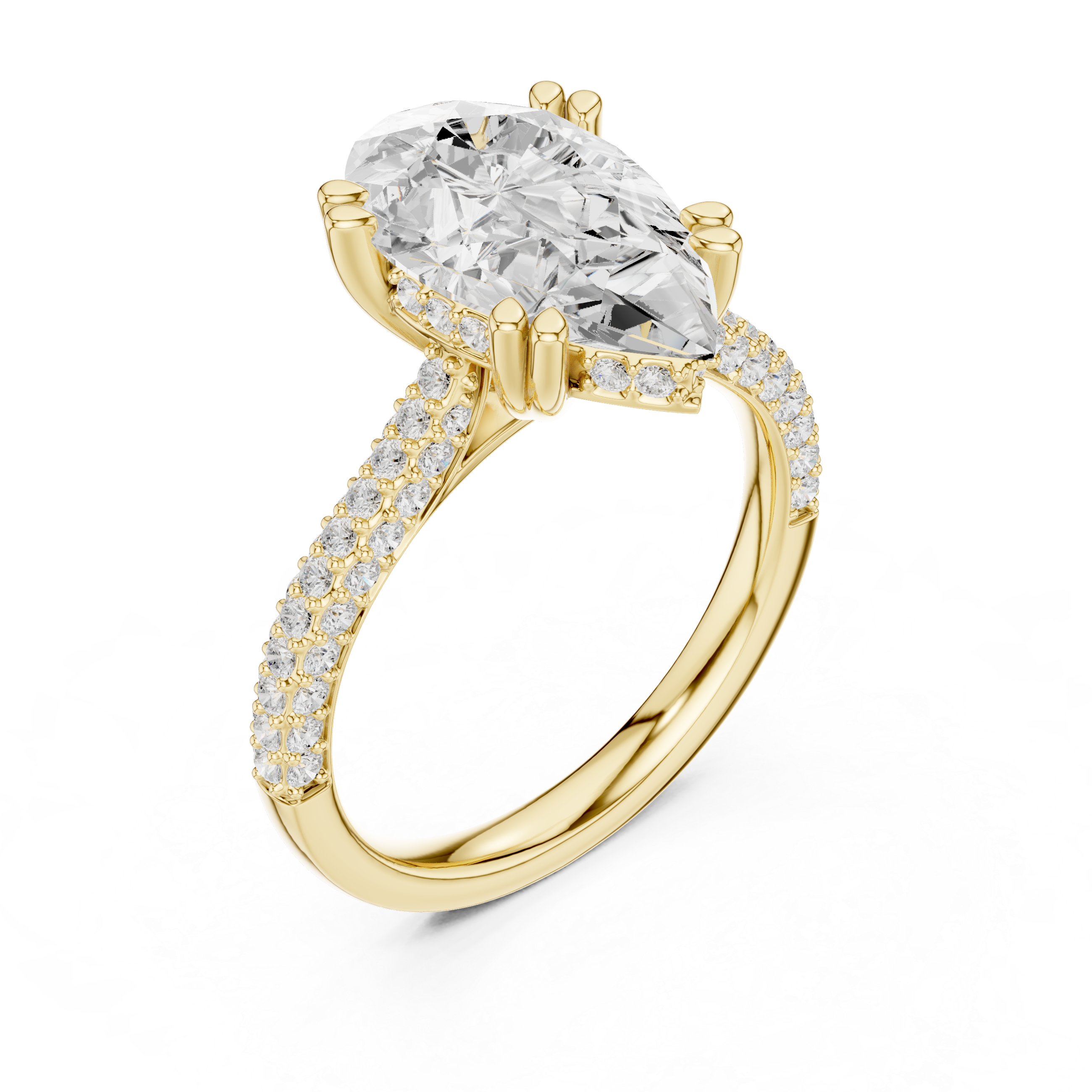 Pear Cut Hidden Halo Diamond Engagement Ring