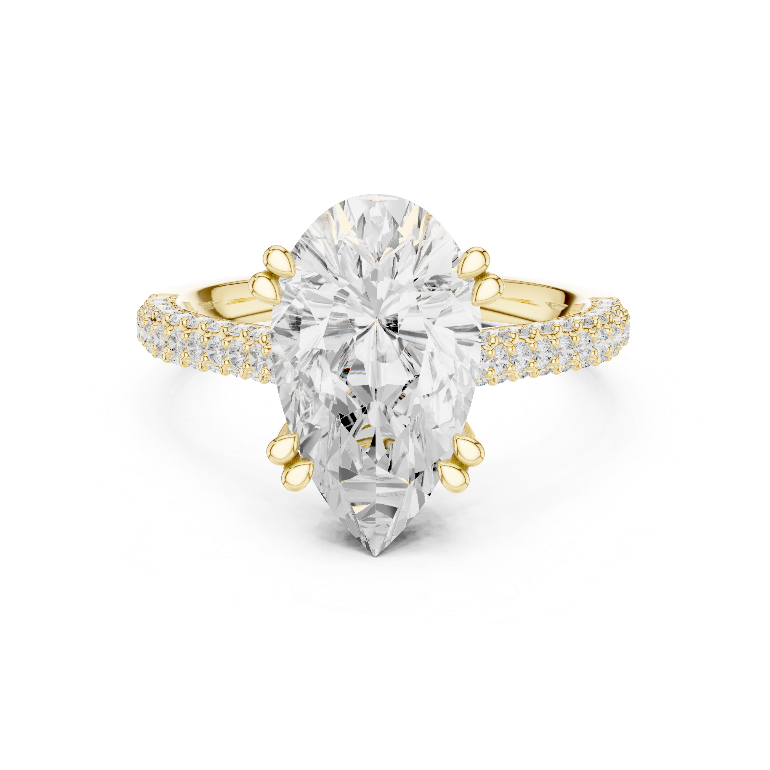 Pear Cut Hidden Halo Diamond Engagement Ring