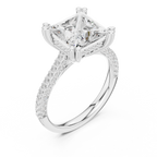 Princess Cut Hidden Halo Diamond Engagement Ring with Pavé Split Shank | 4.44 CTW