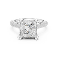 Princess Cut Hidden Halo Diamond Engagement Ring with Pavé Split Shank | 4.44 CTW