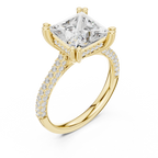 Princess Cut Hidden Halo Diamond Engagement Ring with Pavé Split Shank | 4.44 CTW