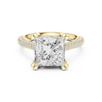 Princess Cut Hidden Halo Diamond Engagement Ring with Pavé Split Shank | 4.44 CTW