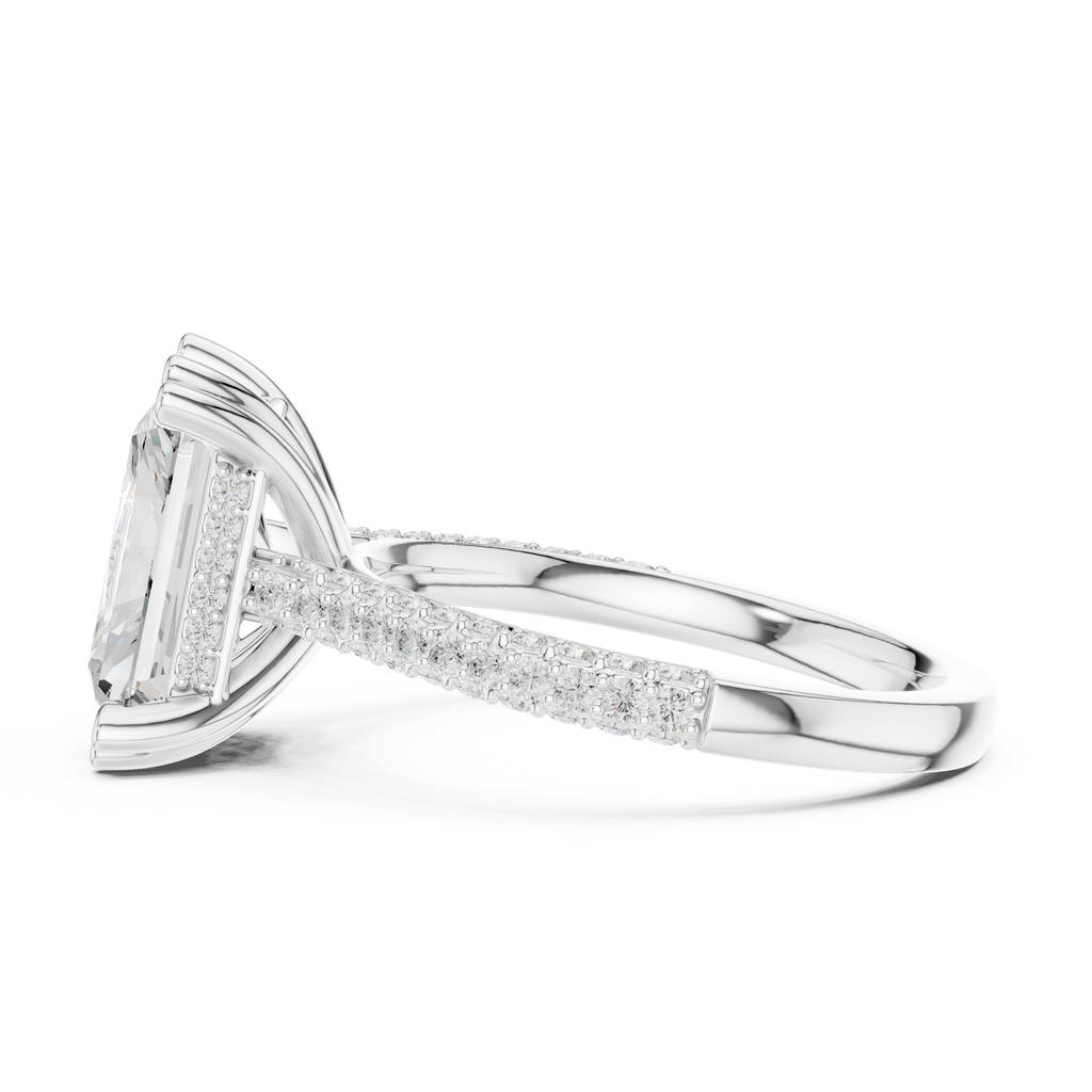 Radiant Cut Hidden Halo Diamond Engagement Ring with Pavé Split Shank | 5.26 CTW