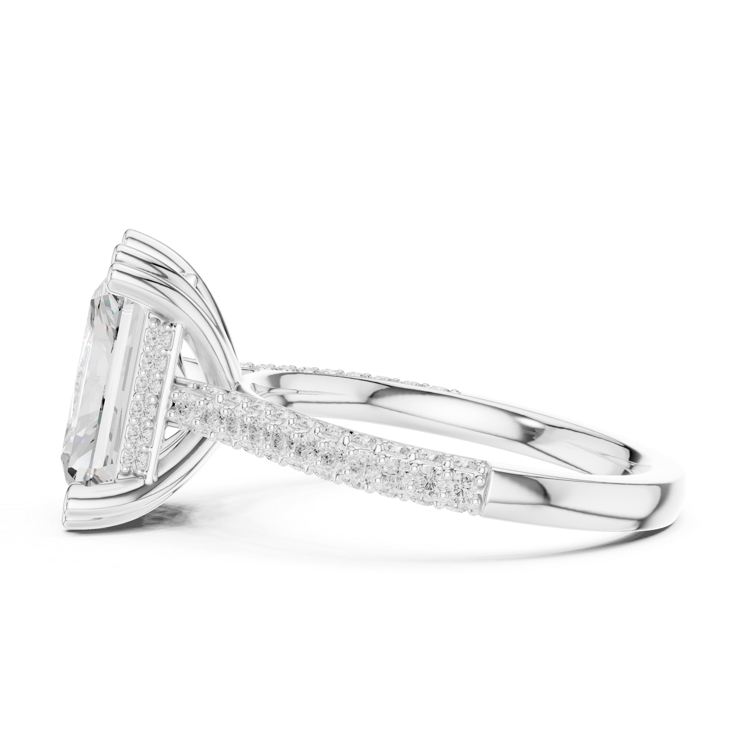 Radiant Cut Hidden Halo Diamond Engagement Ring with Pavé Split Shank | 5.26 CTW