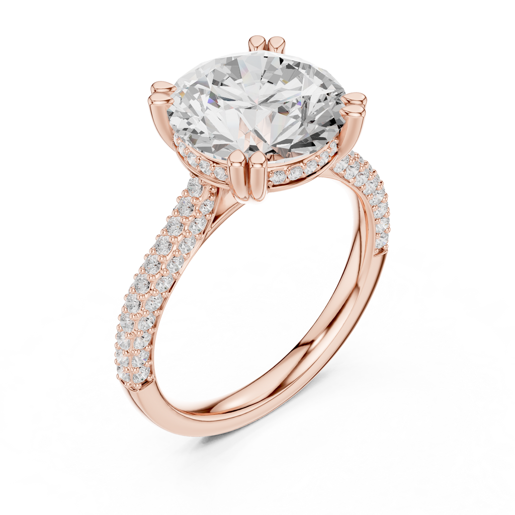 Emerald Cut Three Stone Diamond Engagement Ring with Pavé Band – 2.99 CTW