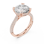 Emerald Cut Three Stone Diamond Engagement Ring with Pavé Band – 2.99 CTW