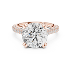 Emerald Cut Three Stone Diamond Engagement Ring with Pavé Band – 2.99 CTW