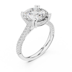 Emerald Cut Three Stone Diamond Engagement Ring with Pavé Band – 2.99 CTW