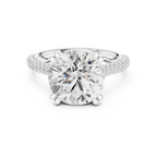 Emerald Cut Three Stone Diamond Engagement Ring with Pavé Band – 2.99 CTW