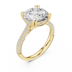 Emerald Cut Three Stone Diamond Engagement Ring with Pavé Band – 2.99 CTW