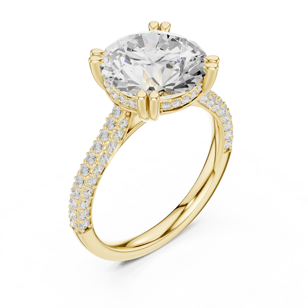 Round Cut Diamond Engagement Ring with Pavé Band – view 11 of 12, lab grown diamond band | Jewelix Atelier