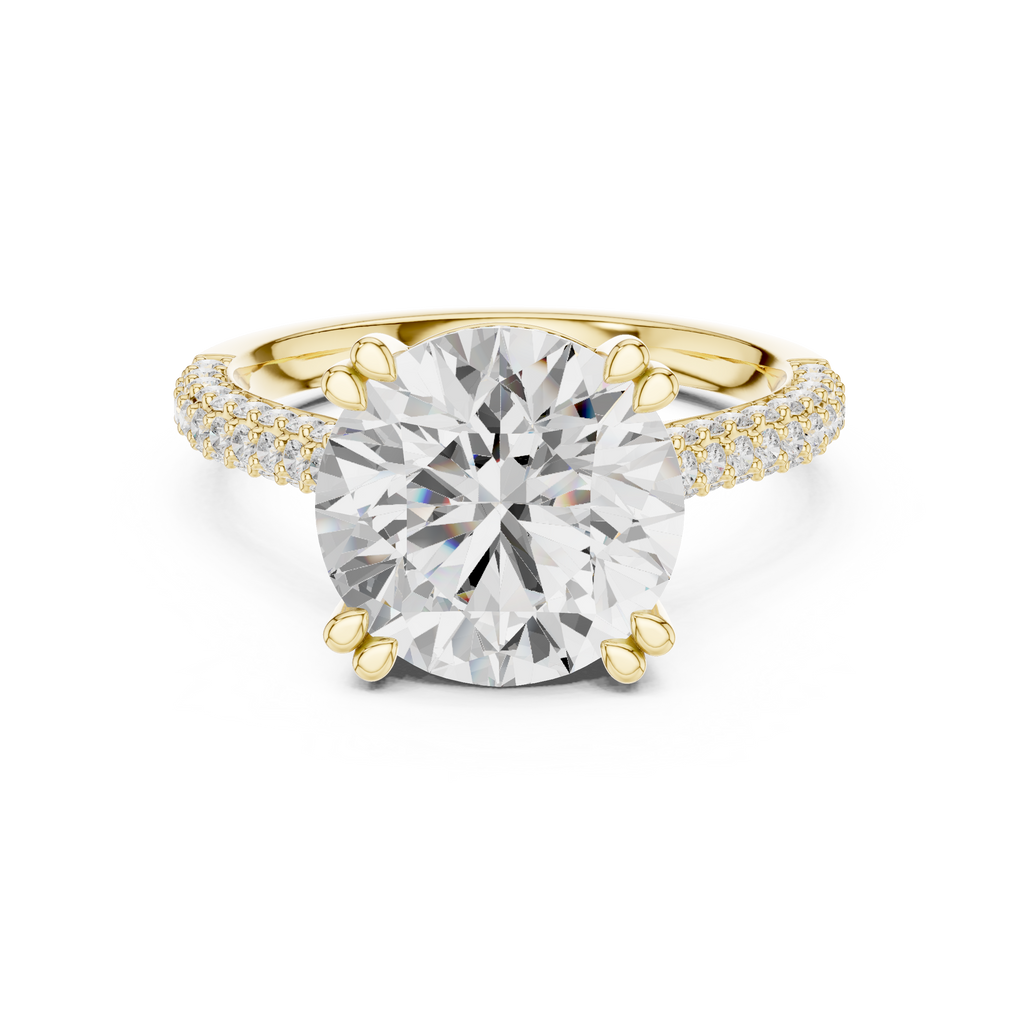 Emerald Cut Three Stone Diamond Engagement Ring with Pavé Band – 2.99 CTW