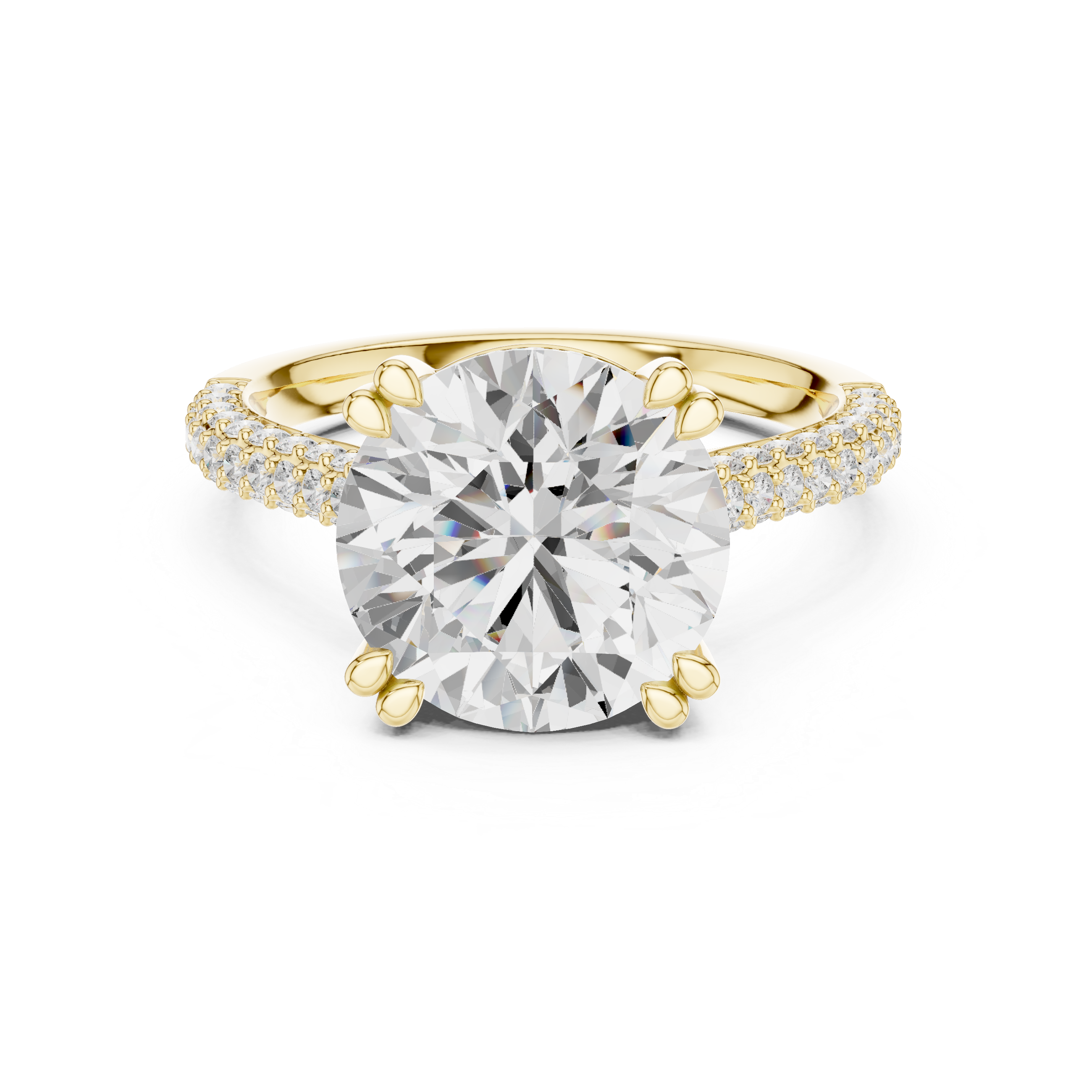 Emerald Cut Three Stone Diamond Engagement Ring with Pavé Band – 2.99 CTW