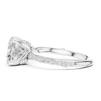 3.08 CT Cushion Cut Three Stone Diamond Engagement Ring with Pavé Band
