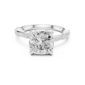 3.08 CT Cushion Cut Three Stone Diamond Engagement Ring with Pavé Band